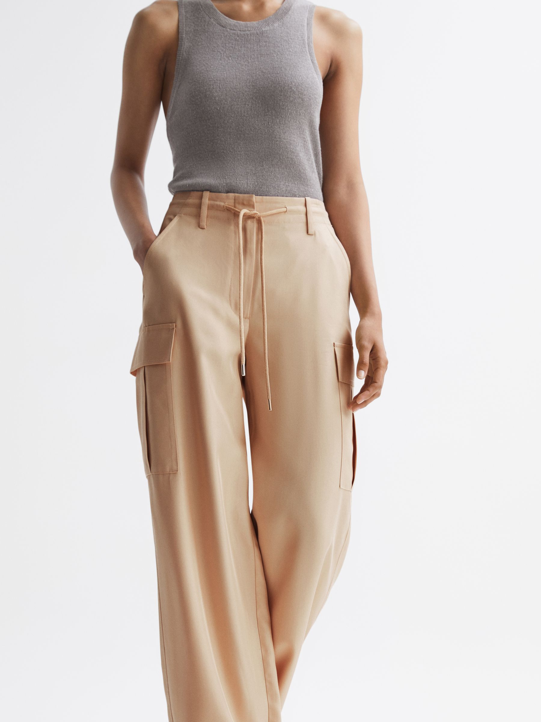 Wide Leg Combat Trousers in Neutral - Image 6 of 7