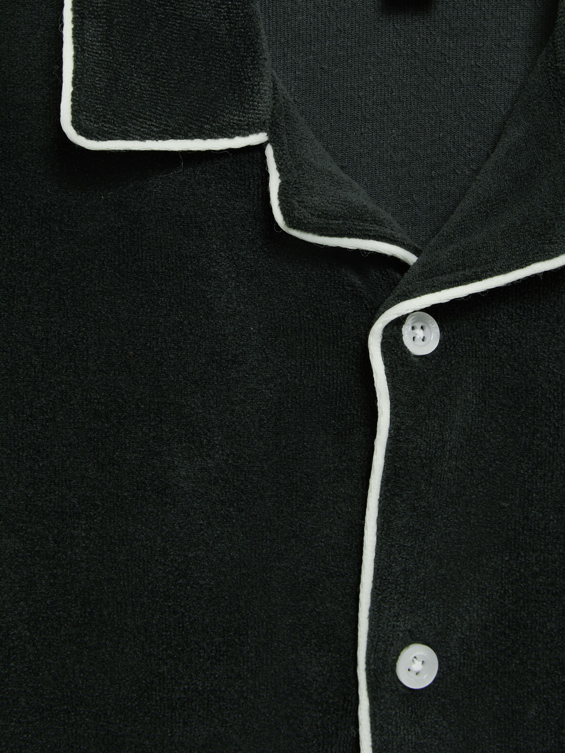 Senior Towelling Cuban Collar Shirt in Green - Image 6 of 6