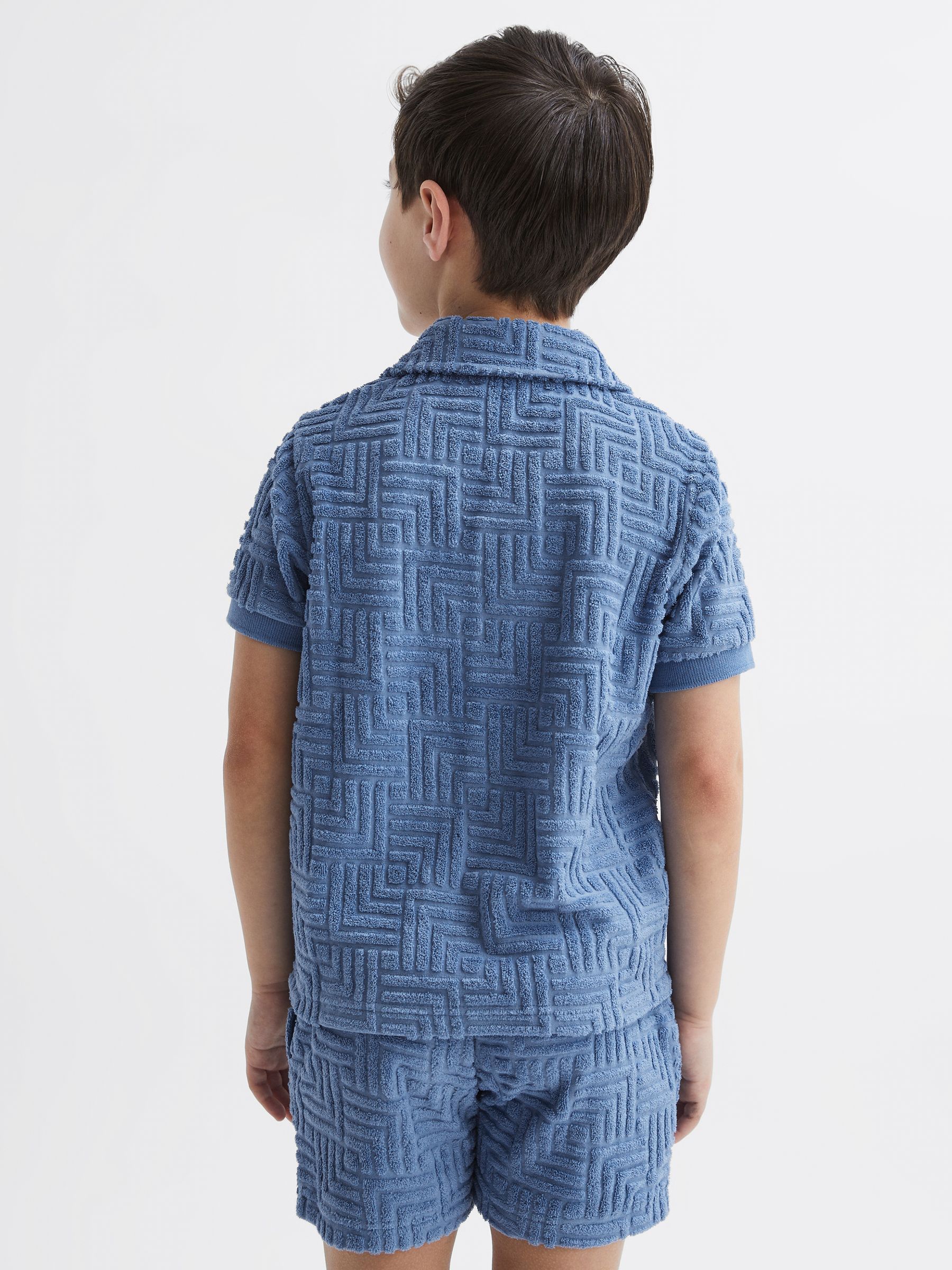 Junior Terry Towelling Shirt in Airforce Blue - Image 5 of 6