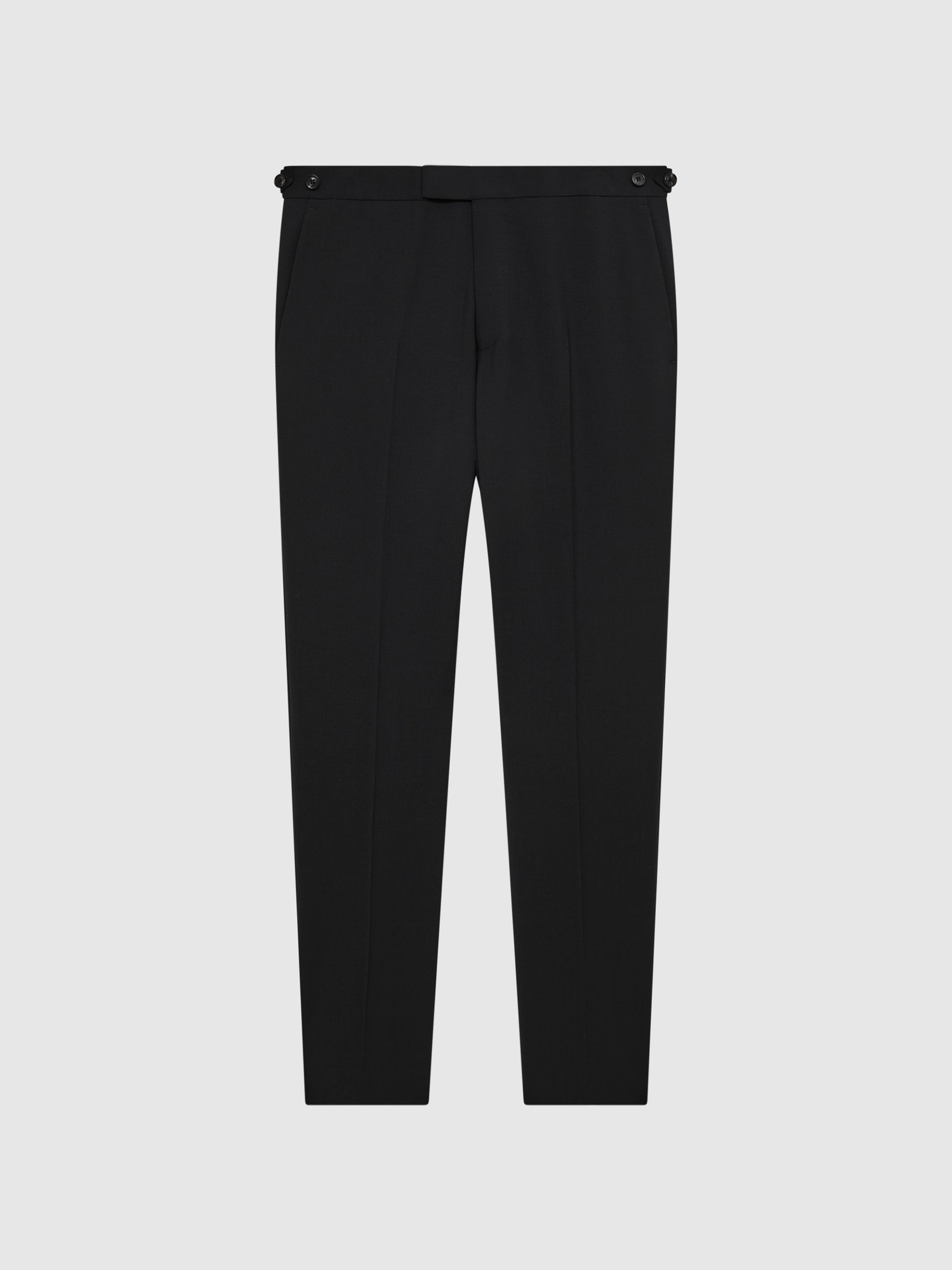 Slim Fit Wool Blend Trousers in Black - Image 2 of 5 Slim Fit Wool Blend Trousers in Black - Image 2 of 5