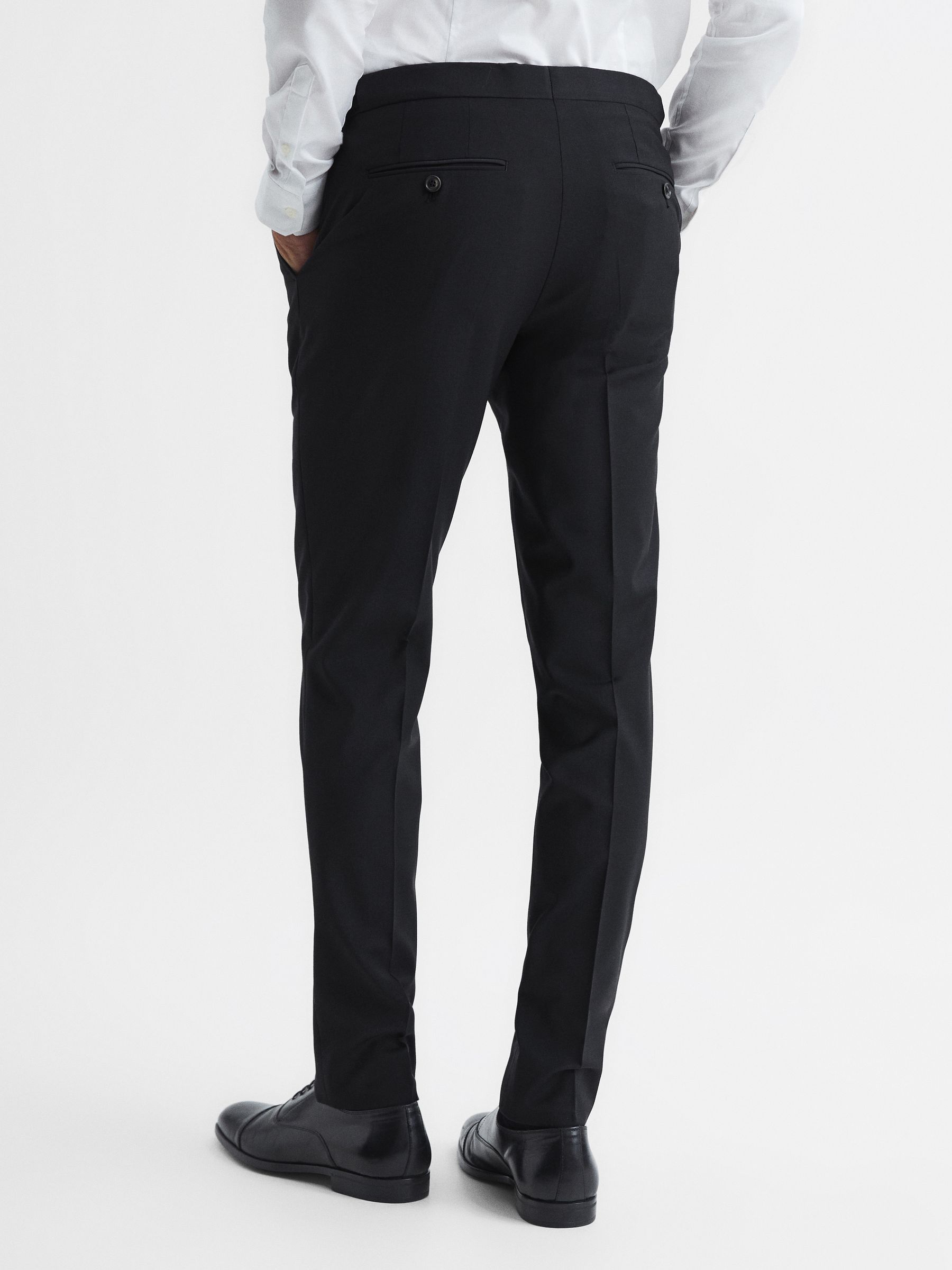 Slim Fit Wool Blend Trousers in Black - Image 5 of 5