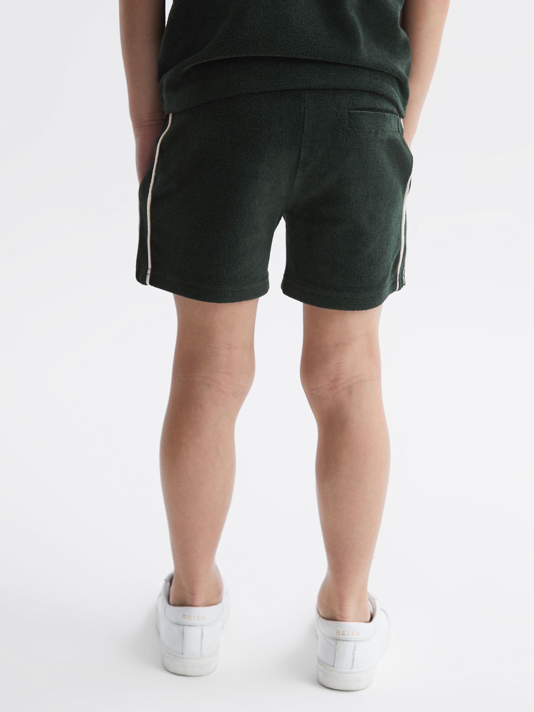 Senior Towelling Drawstring Shorts in Green - Image 5 of 6