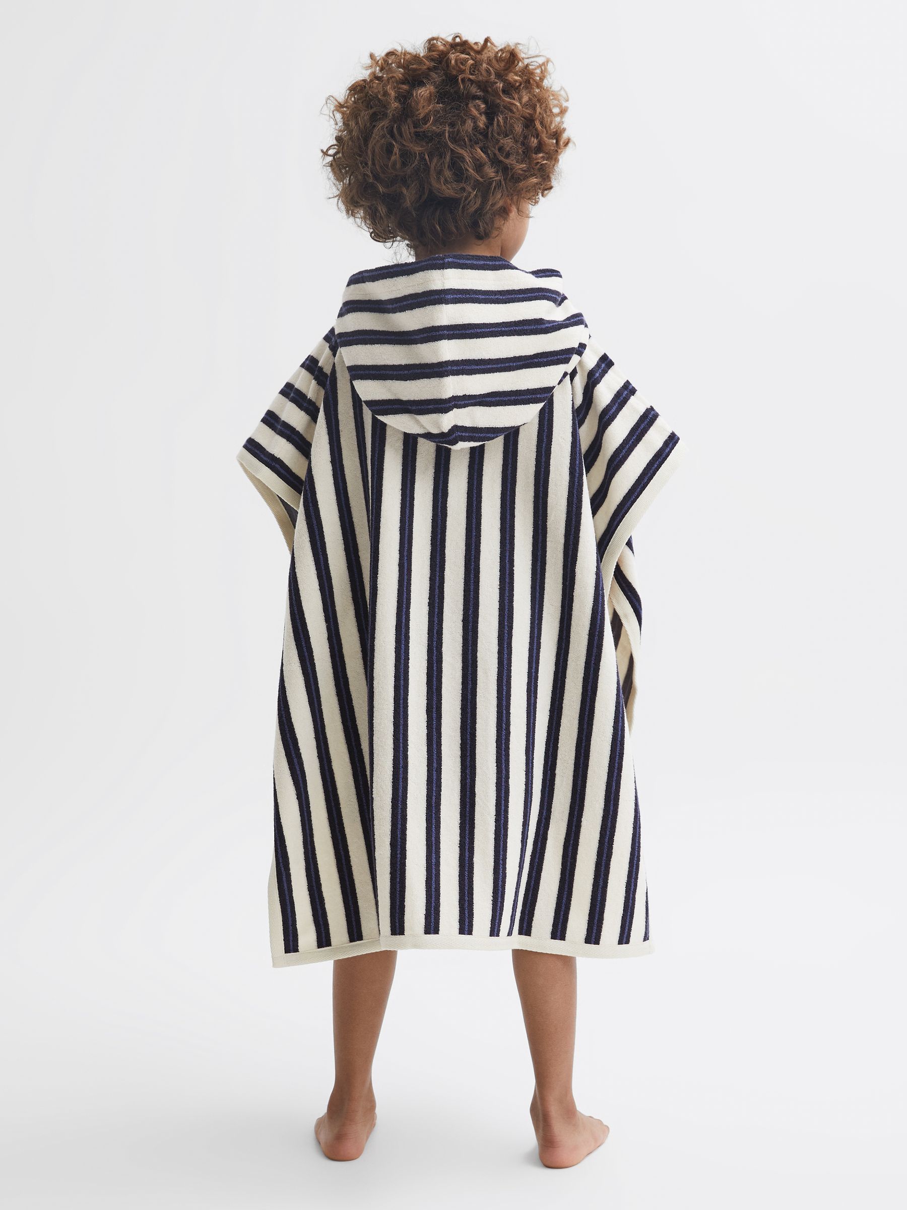 Hooded Sleeveless Poncho Towel in Blue Stripe - Image 5 of 6