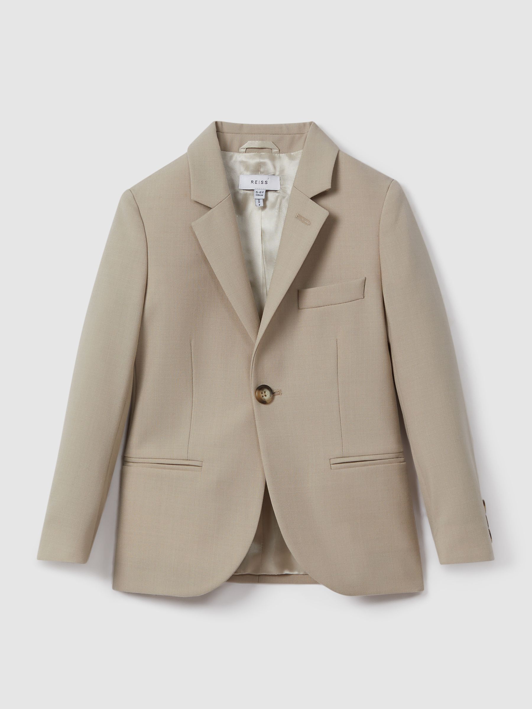 4-9 yrs Cotton Single-Breasted Blazer in Stone - Image 2 of 4