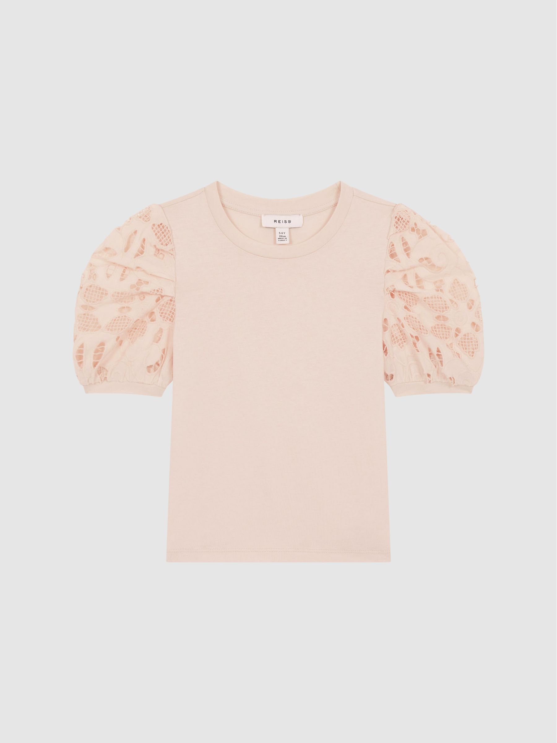Junior Floral Lace Puff Sleeve T-Shirt in Pink - Image 2 of 6