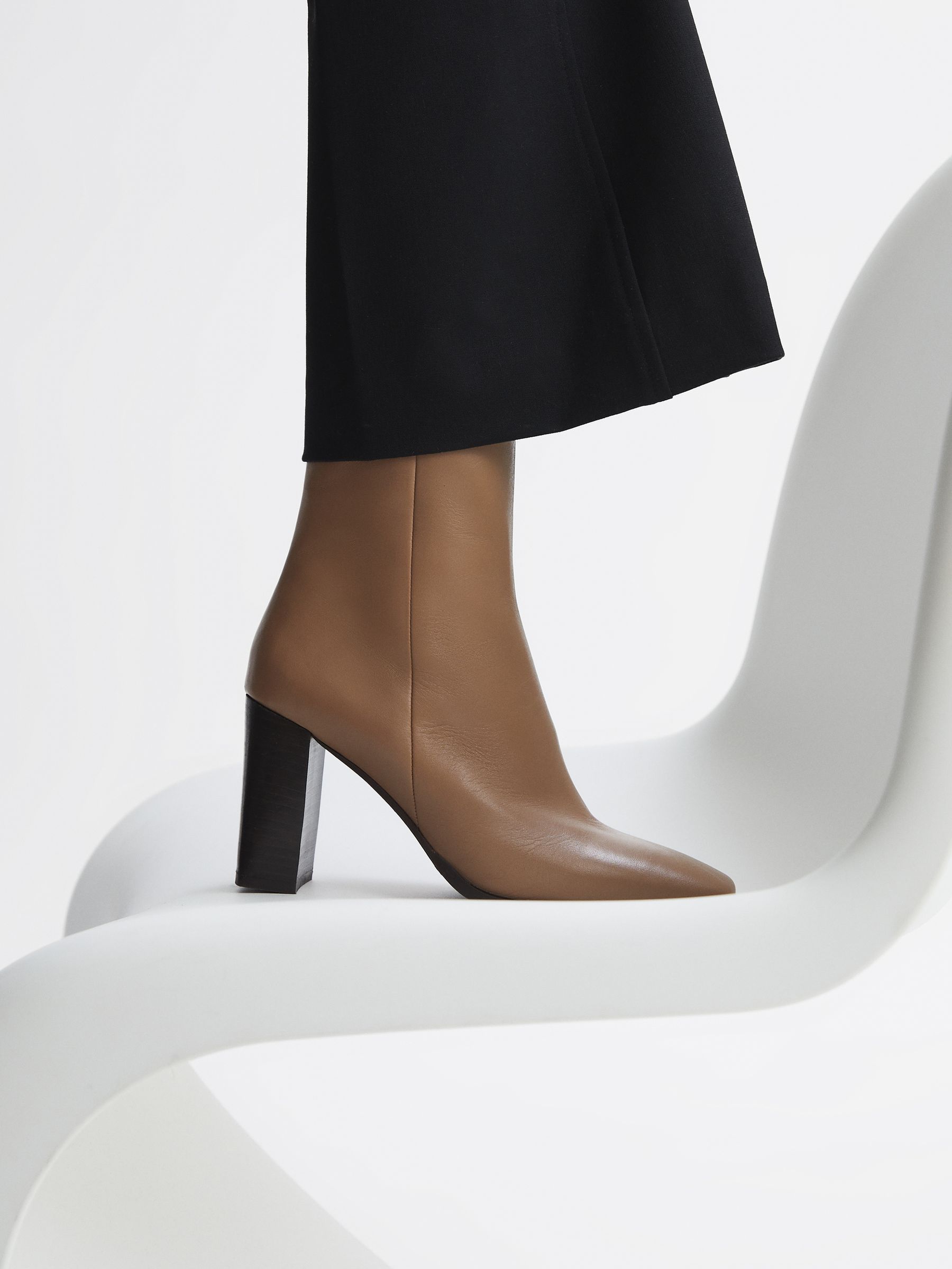 Square Toe Block Heel Boots in Camel - Image 2 of 5