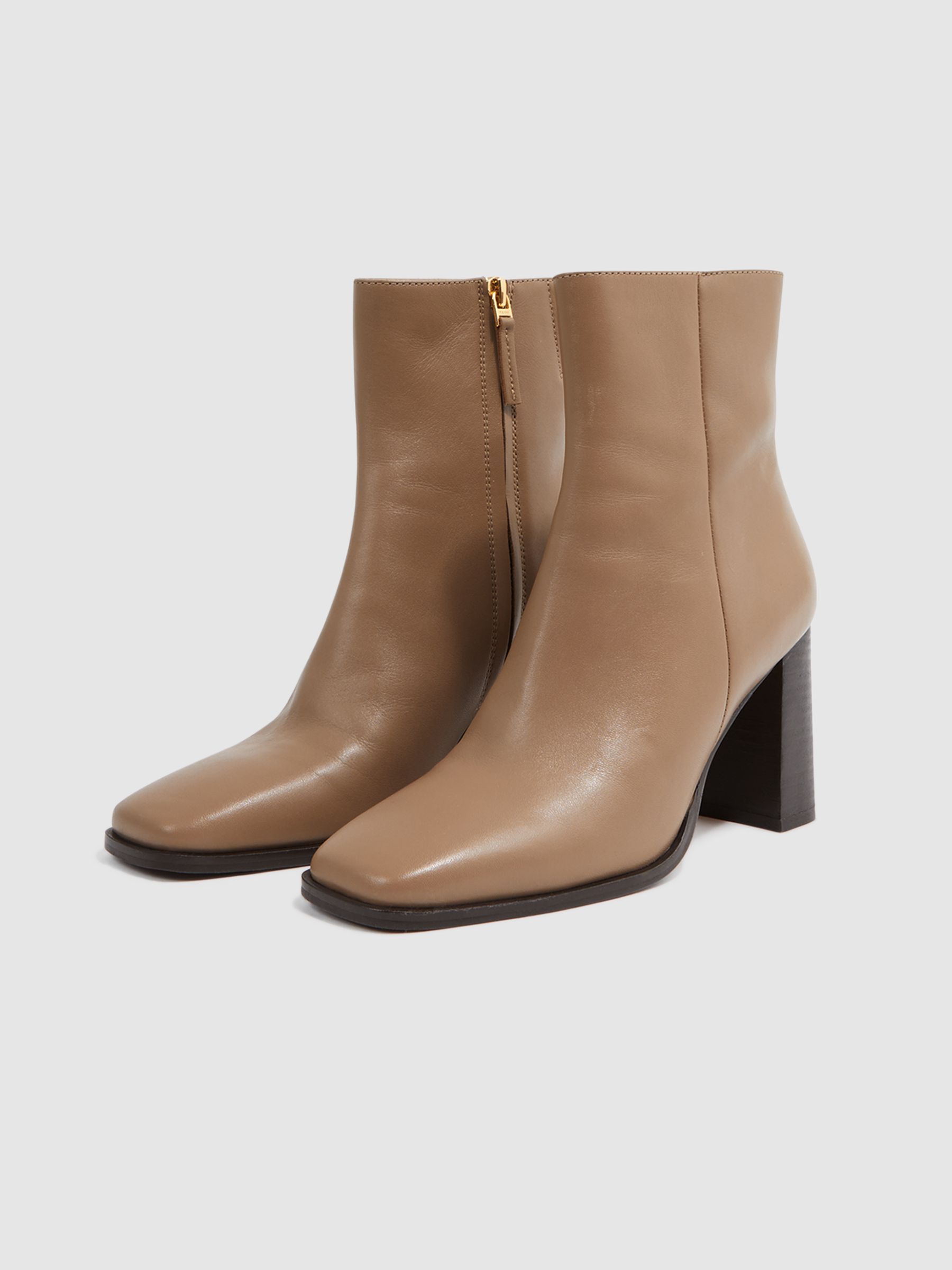 Square Toe Block Heel Boots in Camel - Image 3 of 5