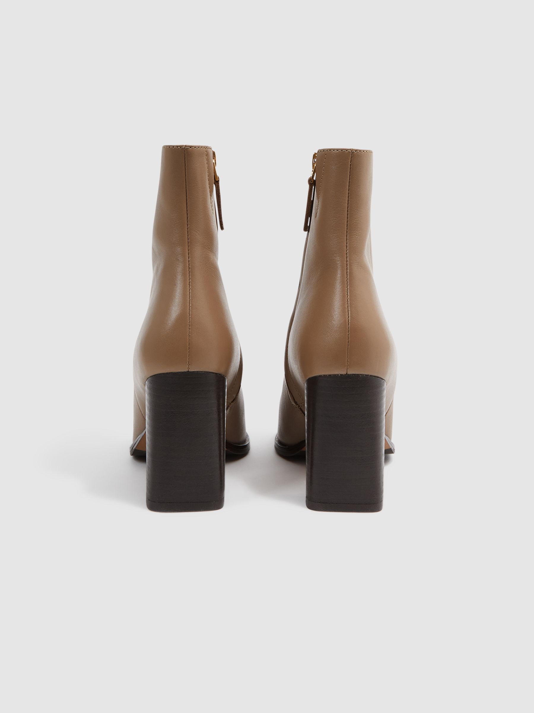 Square Toe Block Heel Boots in Camel - Image 4 of 5