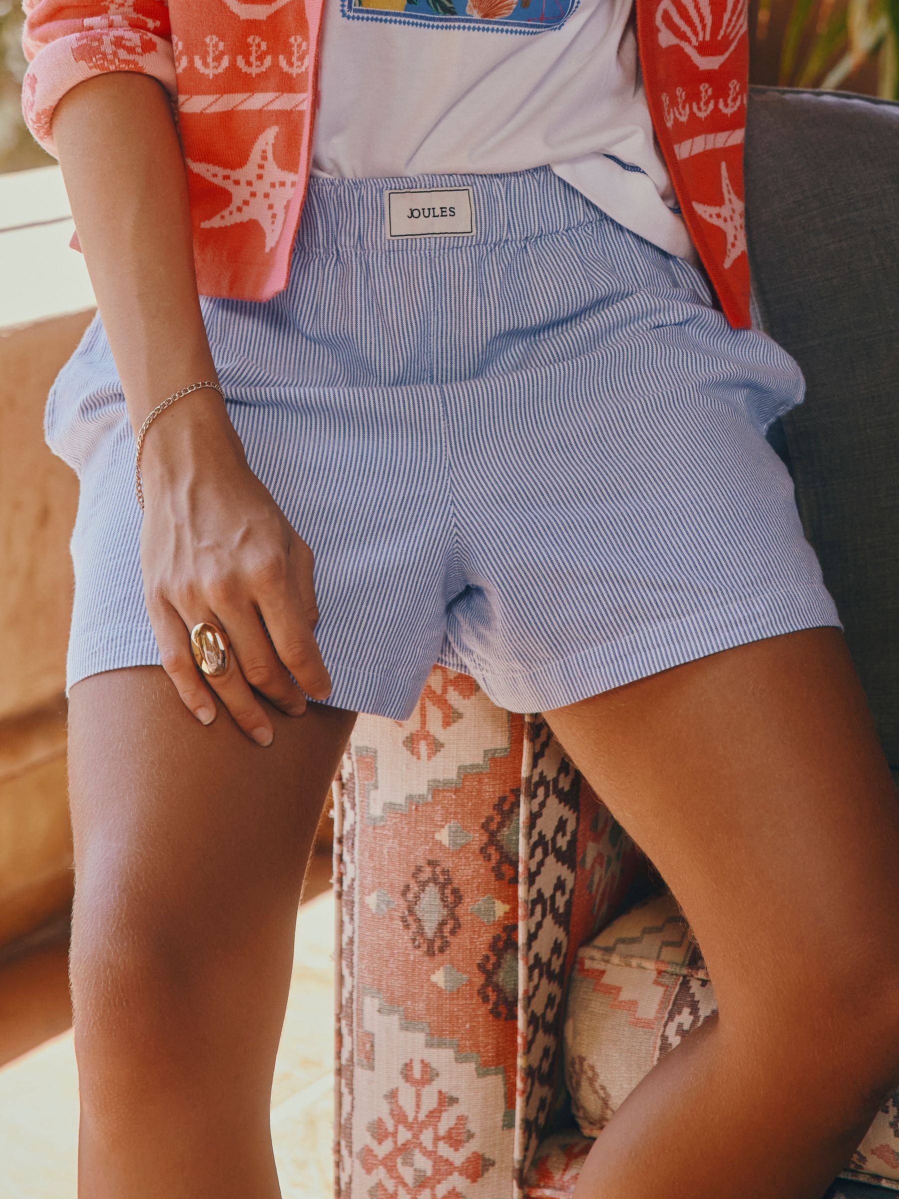 Amara Blue Pull-On Cotton Shorts - Image 1 of 6