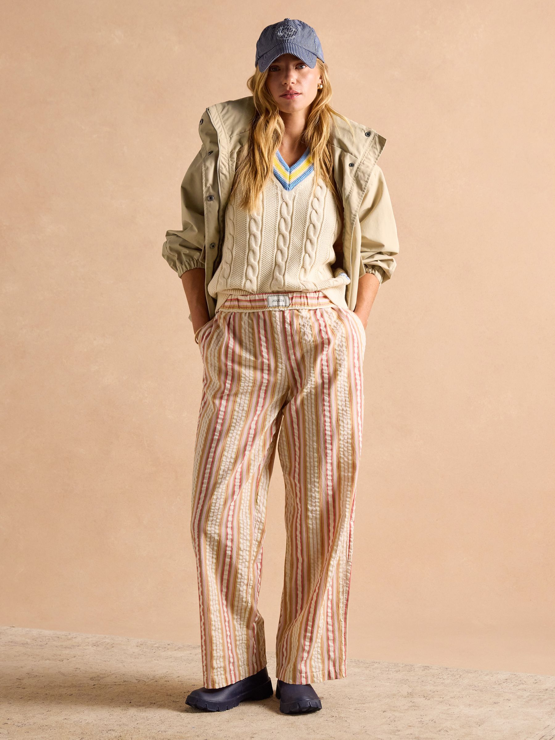 Hallie Orange Stripe Pull-On Cotton Trousers - Image 11 of 14