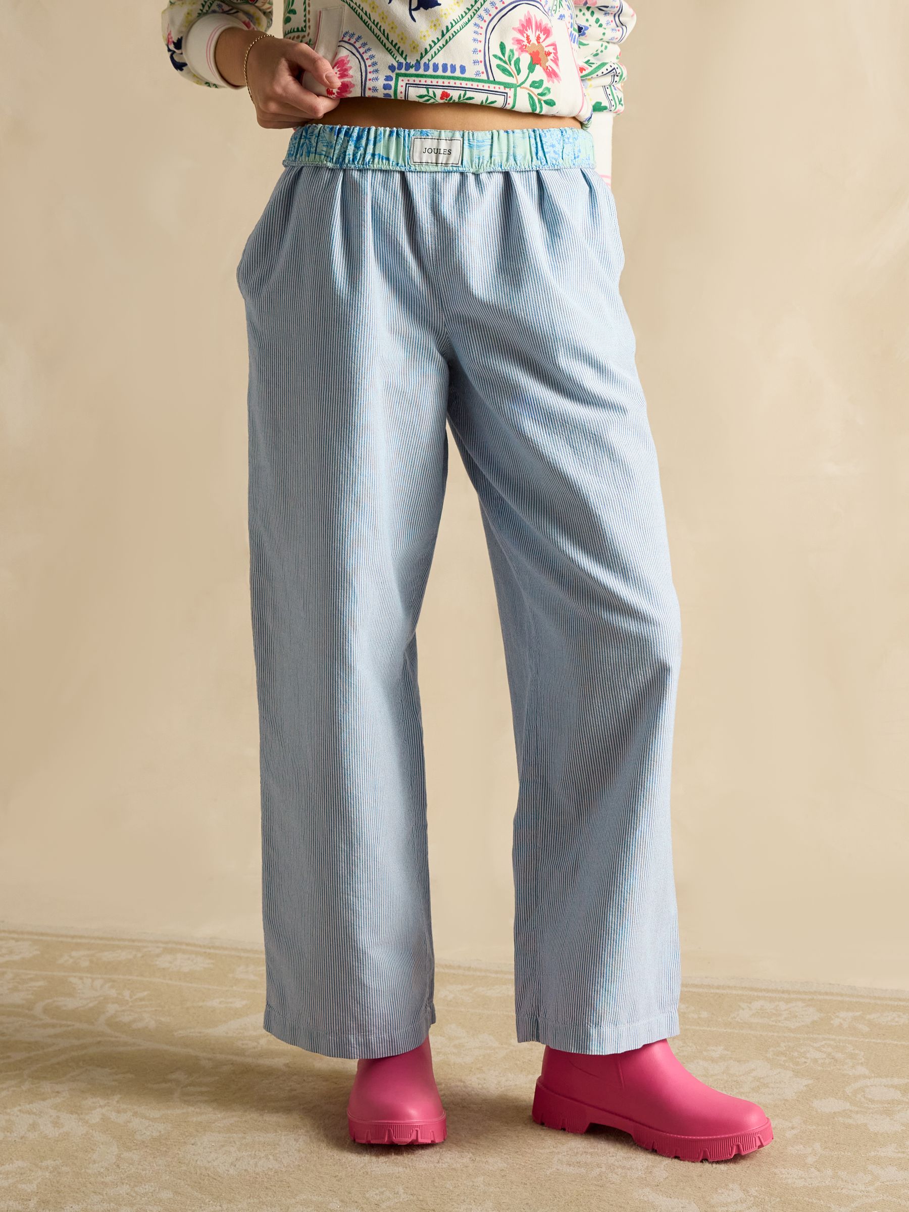 Hallie Blue Stripe Pull-On Cotton Trousers - Image 2 of 9