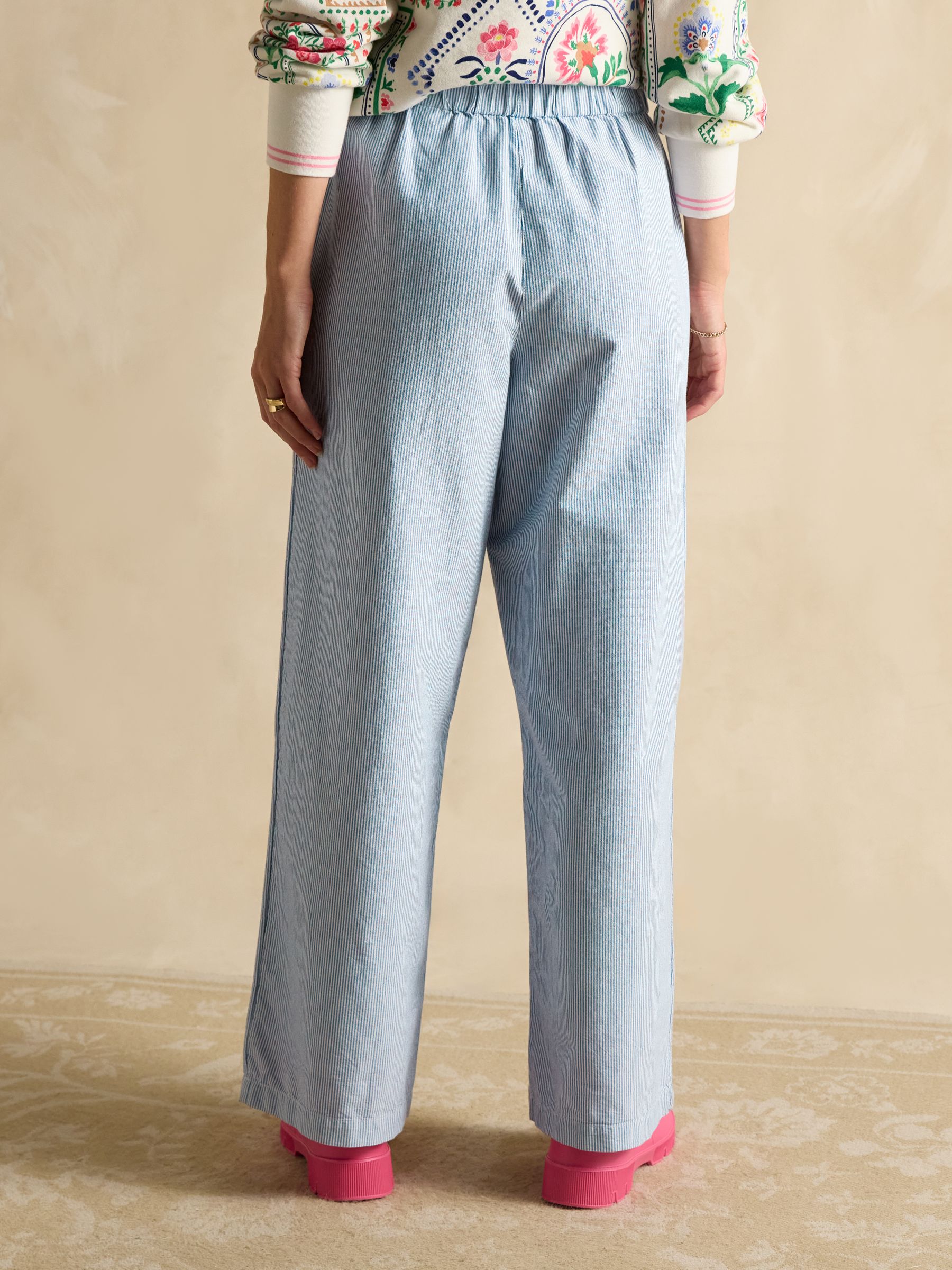 Hallie Blue Stripe Pull-On Cotton Trousers - Image 3 of 9
