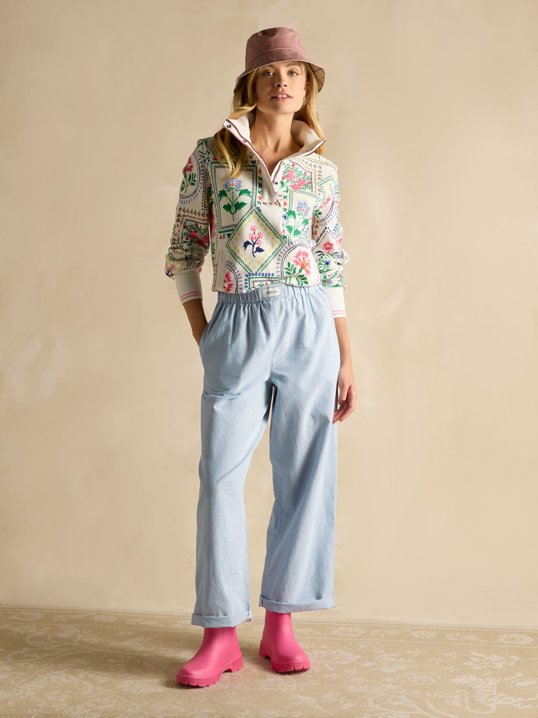 Hallie Blue Stripe Pull-On Cotton Trousers - Image 5 of 9
