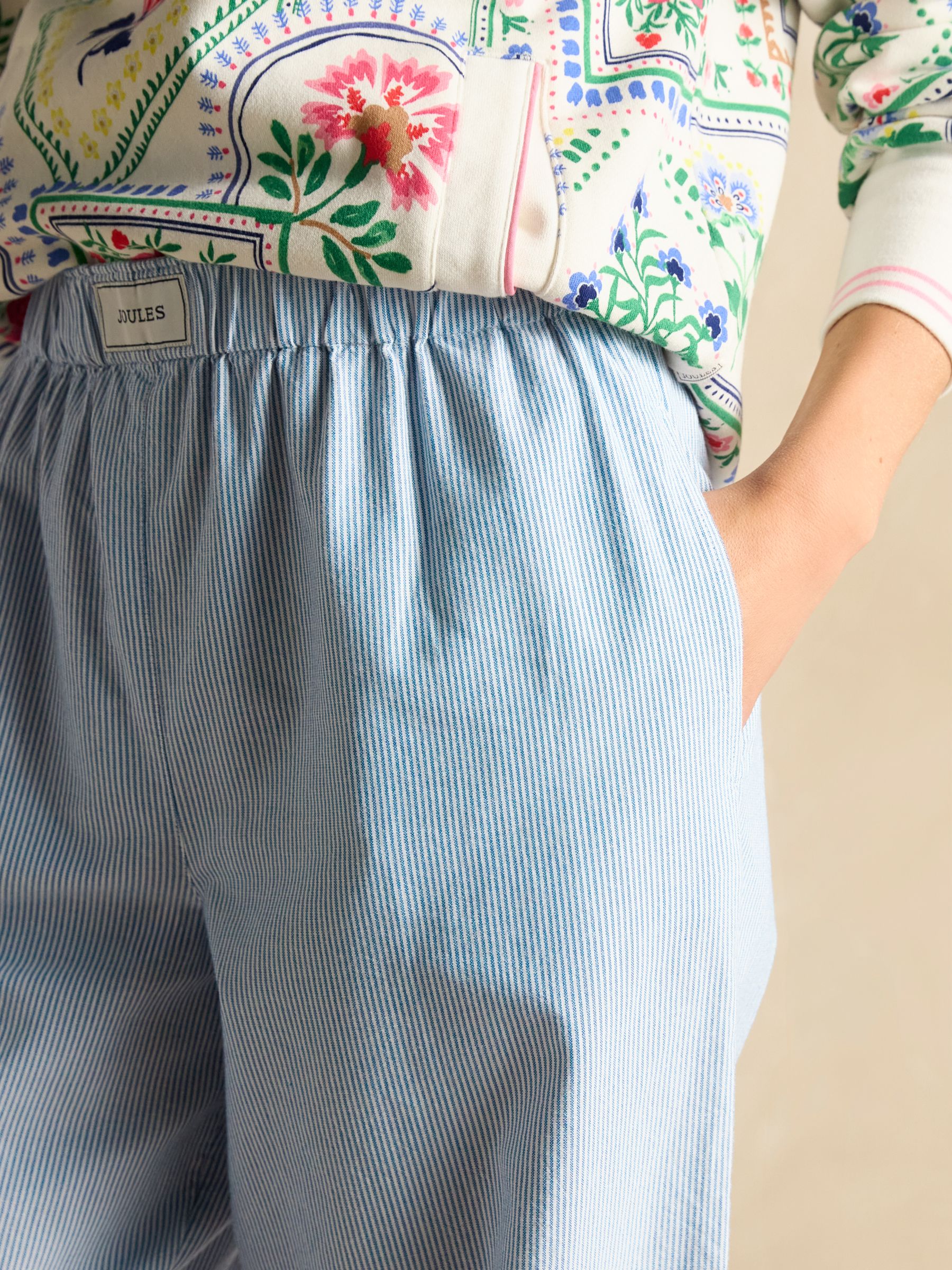 Hallie Blue Stripe Pull-On Cotton Trousers - Image 7 of 9