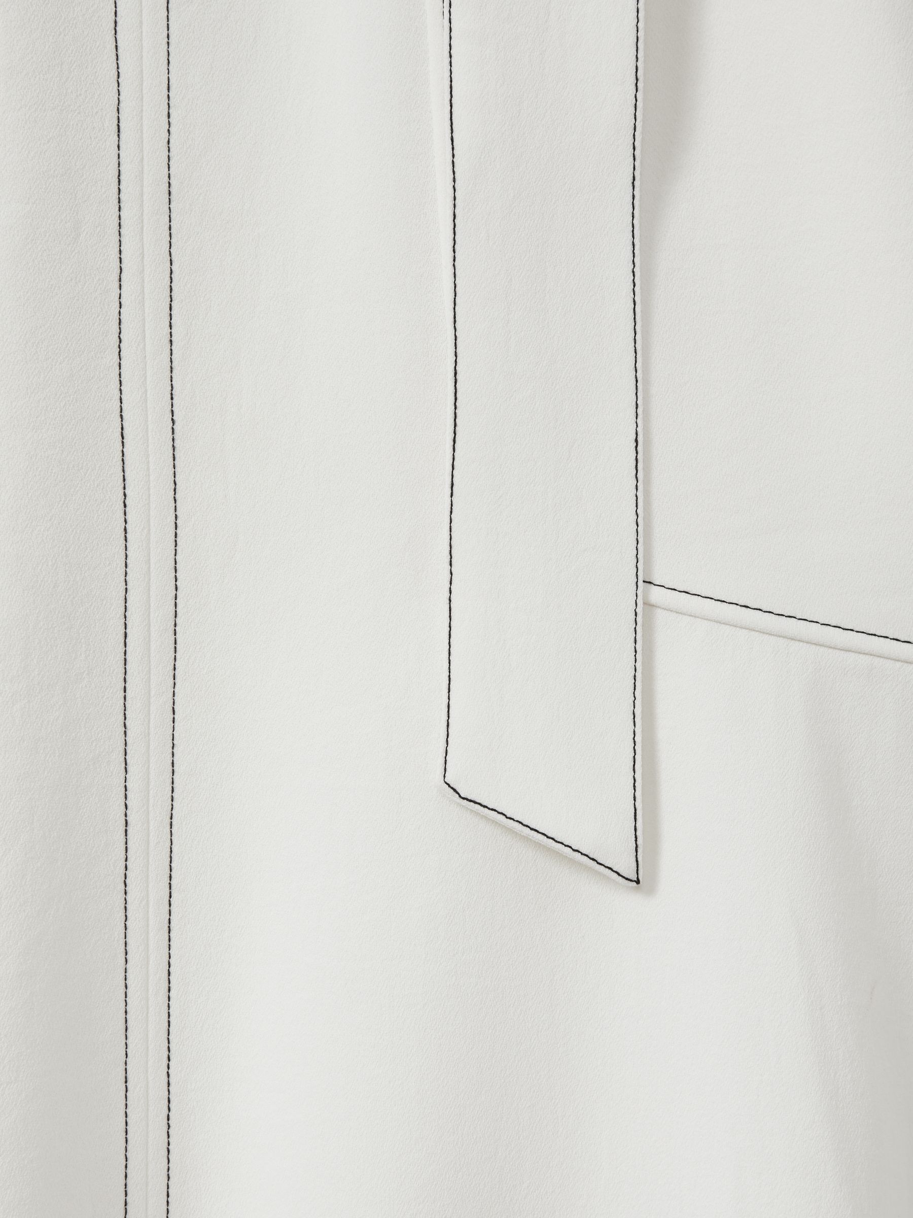 Micha Ivory Contrast Stitch Belted Midi Skirt - Image 7 of 7