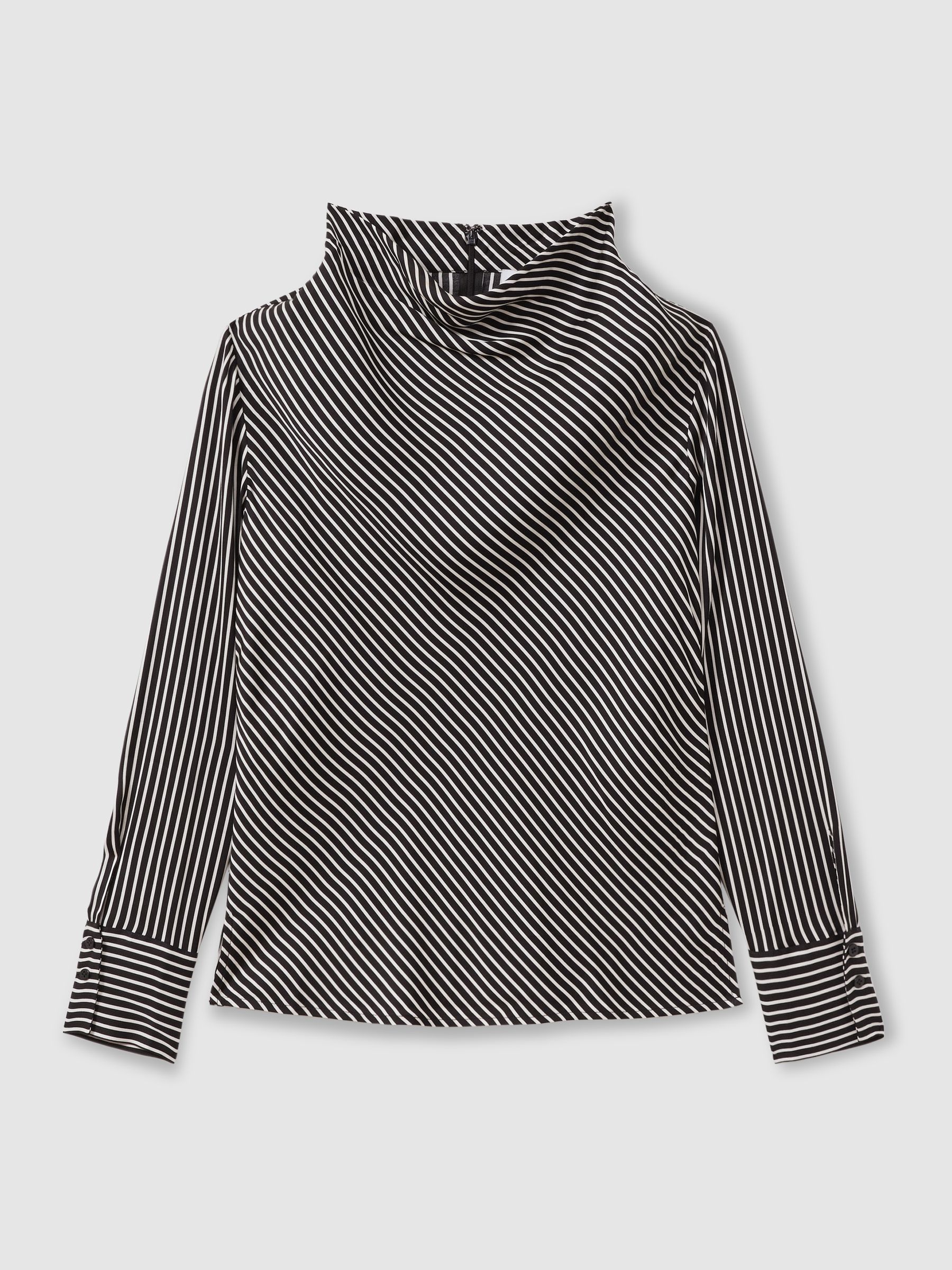 Addison Black Striped Cowl Neck Top - Image 2 of 6