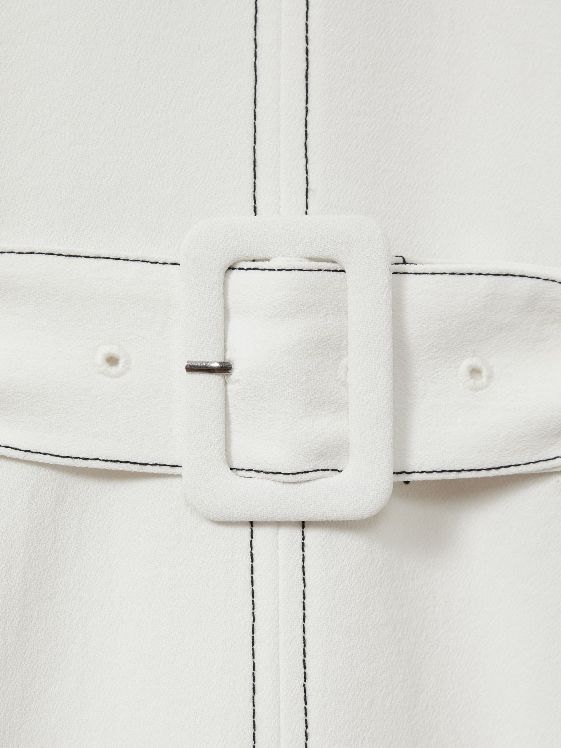 Thora Ivory Contrast Stitch Belted Midi Dress - Image 6 of 6