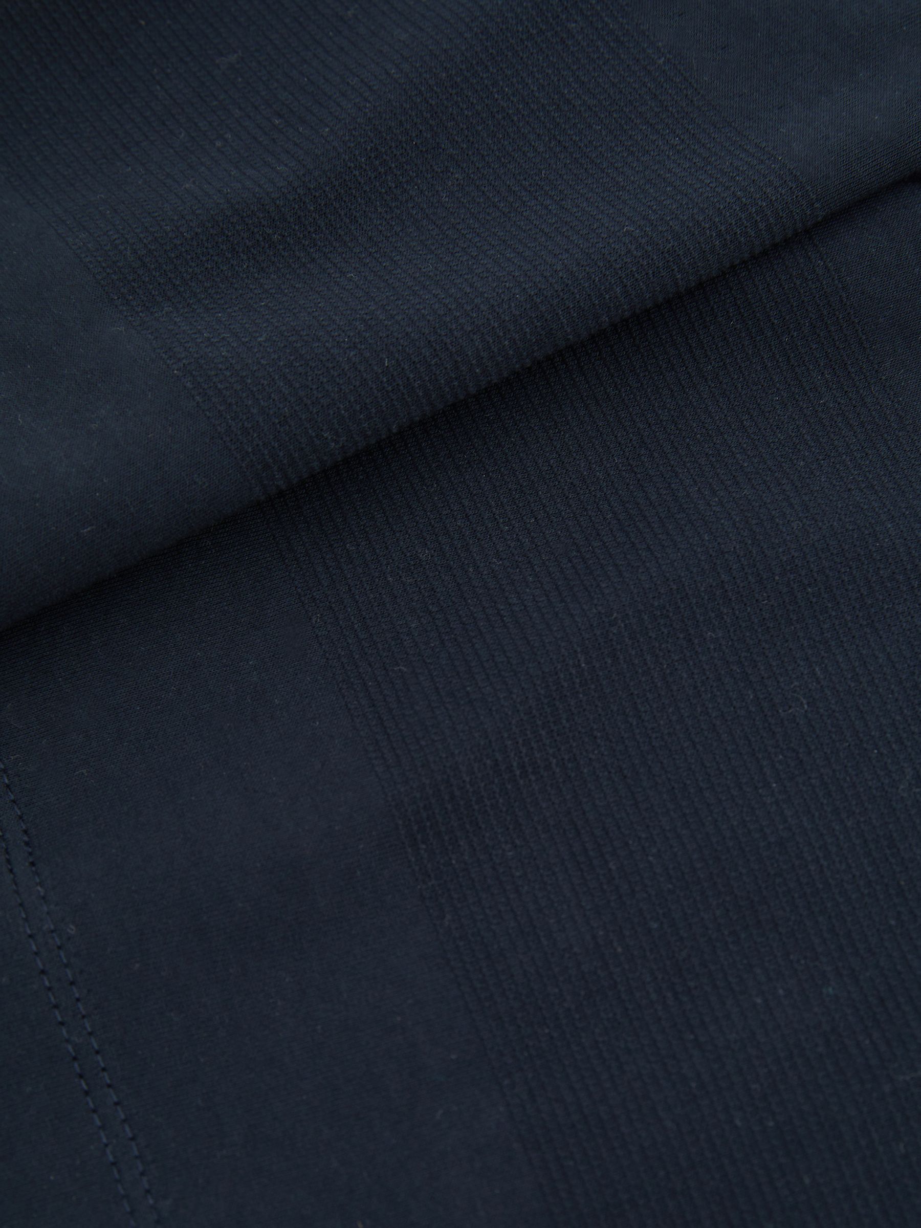 Mercerised Jacquard Crew Neck T-Shirt in Navy - Image 6 of 6