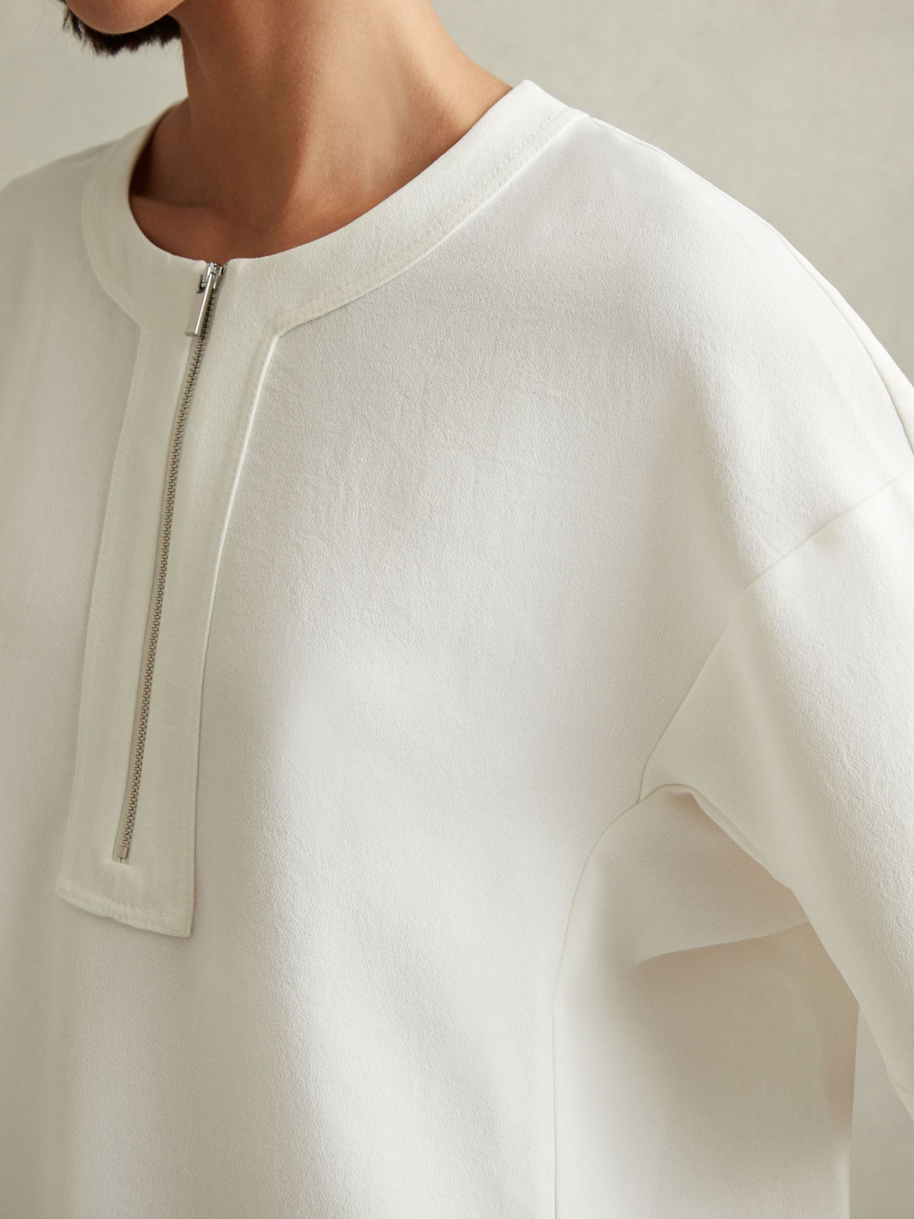 Relaxed Half-Zip T-Shirt in Ivory - Image 4 of 6