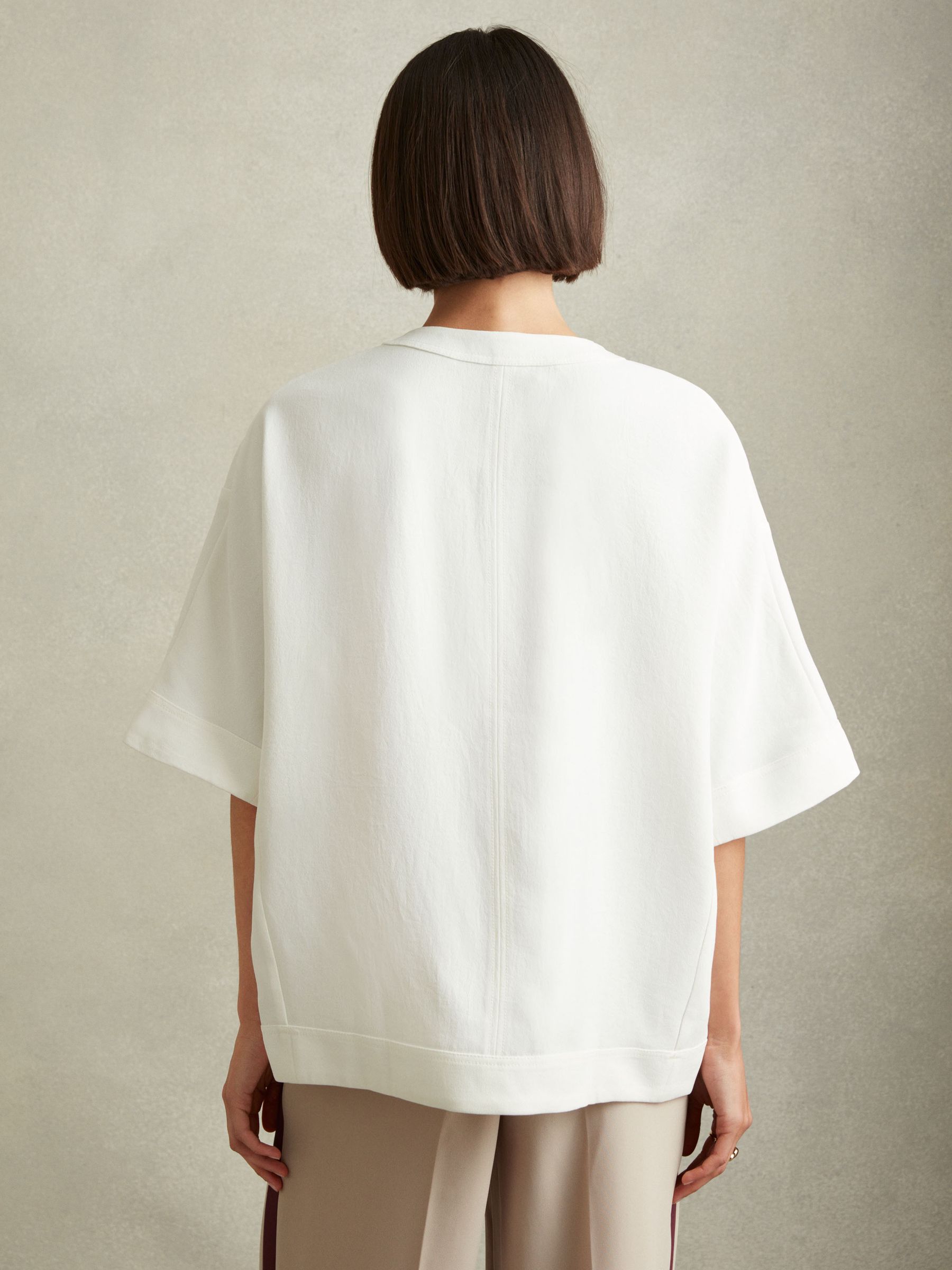 Relaxed Half-Zip T-Shirt in Ivory - Image 5 of 6