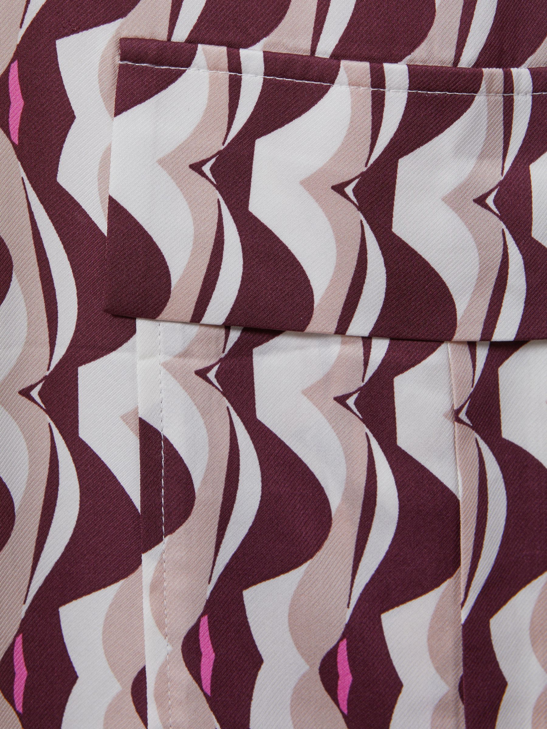 Wave Print Mini Dress in Burgundy - Image 5 of 5