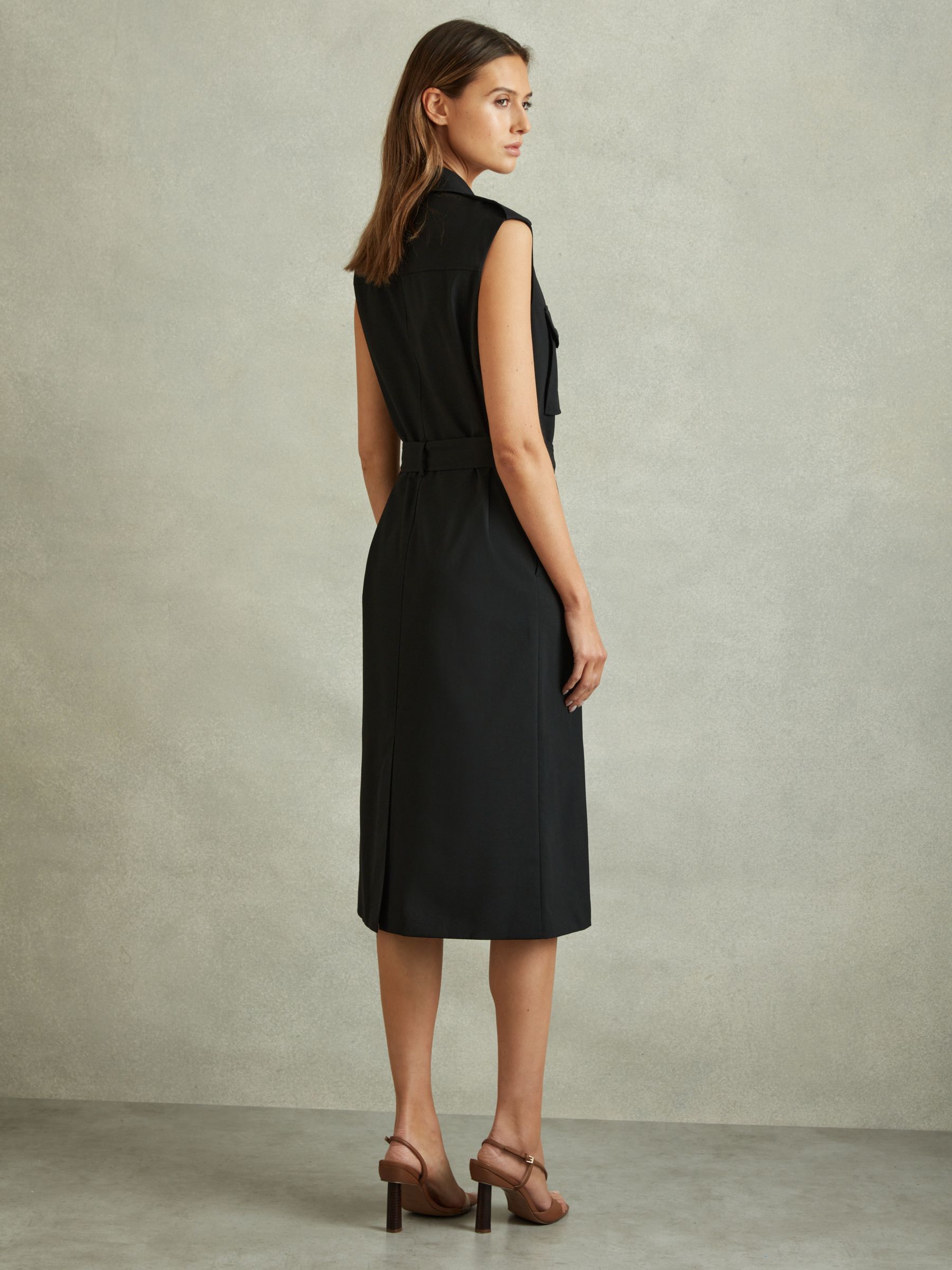 Wool Blend Double Breasted Midi Dress in Black - image 4