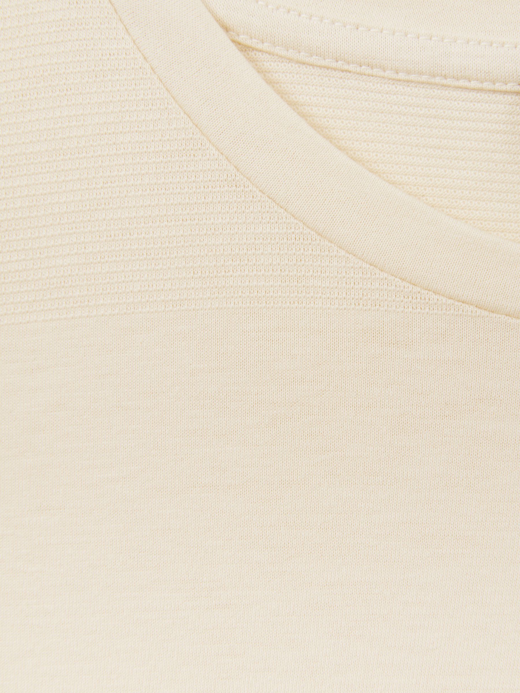 Mercerised Jacquard Crew Neck T-Shirt in Ecru - Image 5 of 5