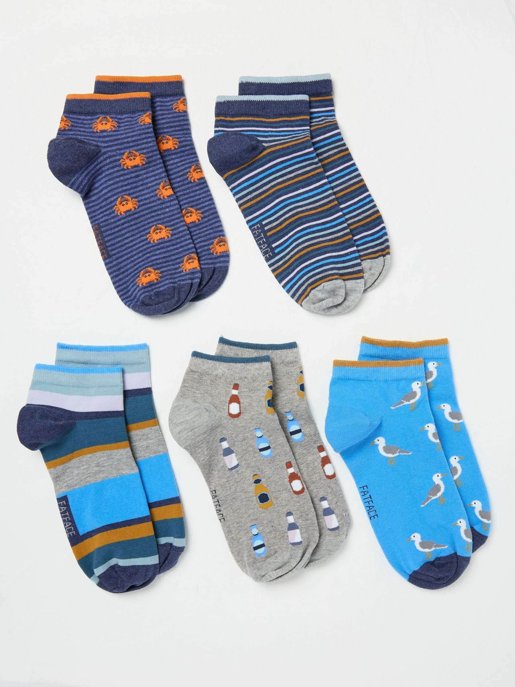 Blue Seaside Socks 5 Pack - Image 2 of 2
