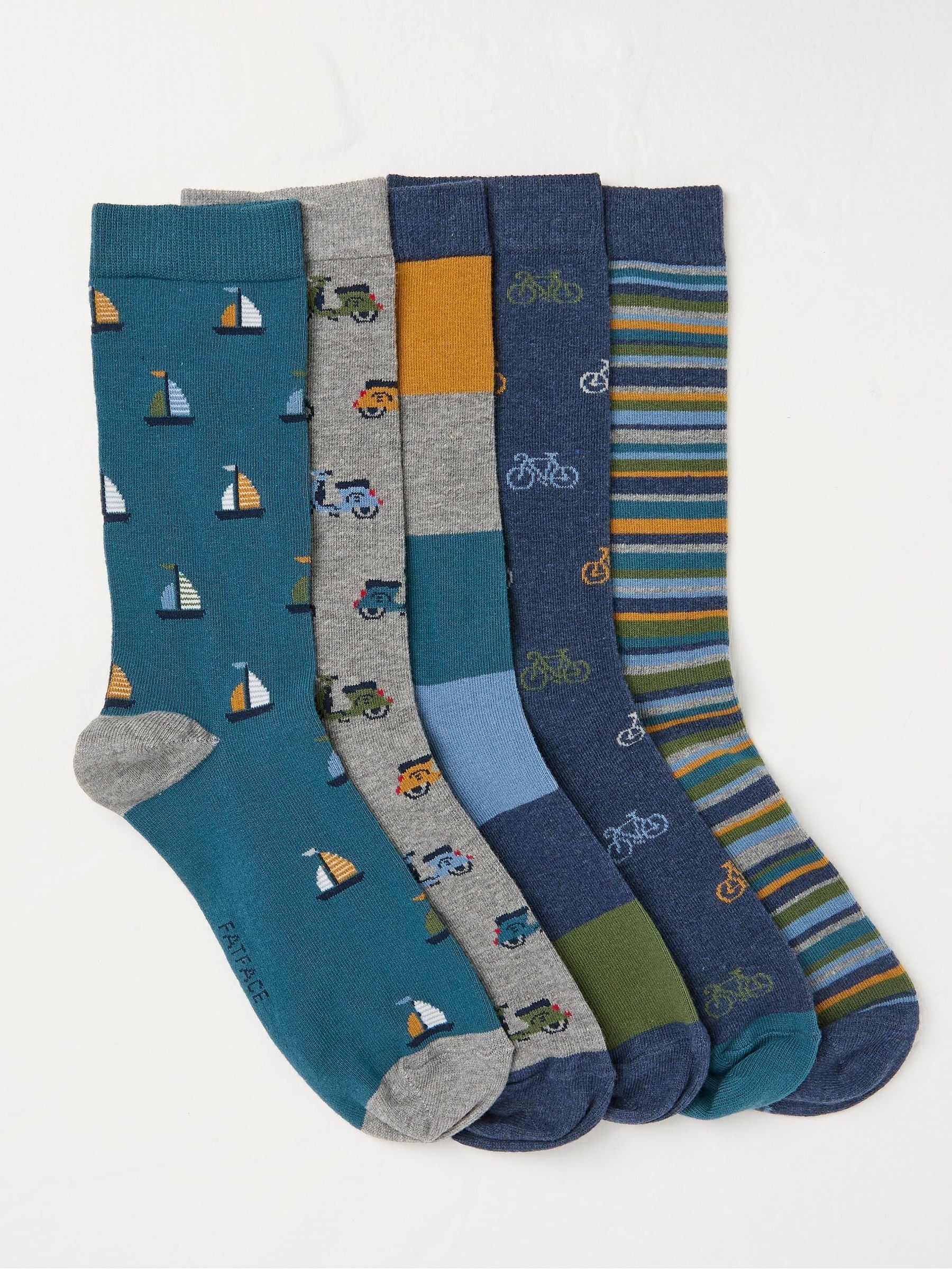 Vehicle Green Stripe Socks 5 Pack - Image 1 of 2 Vehicle Green Stripe Socks 5 Pack - Image 1 of 2