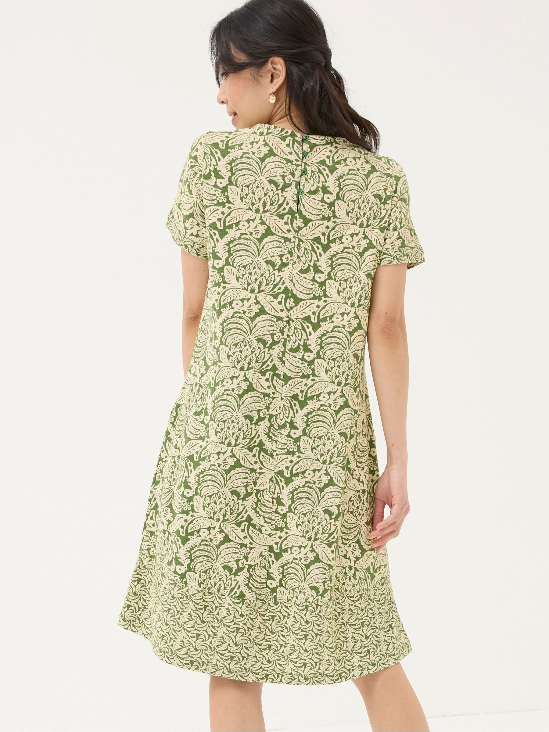 Green Simone Damask Floral Jersey Dress - Image 2 of 6