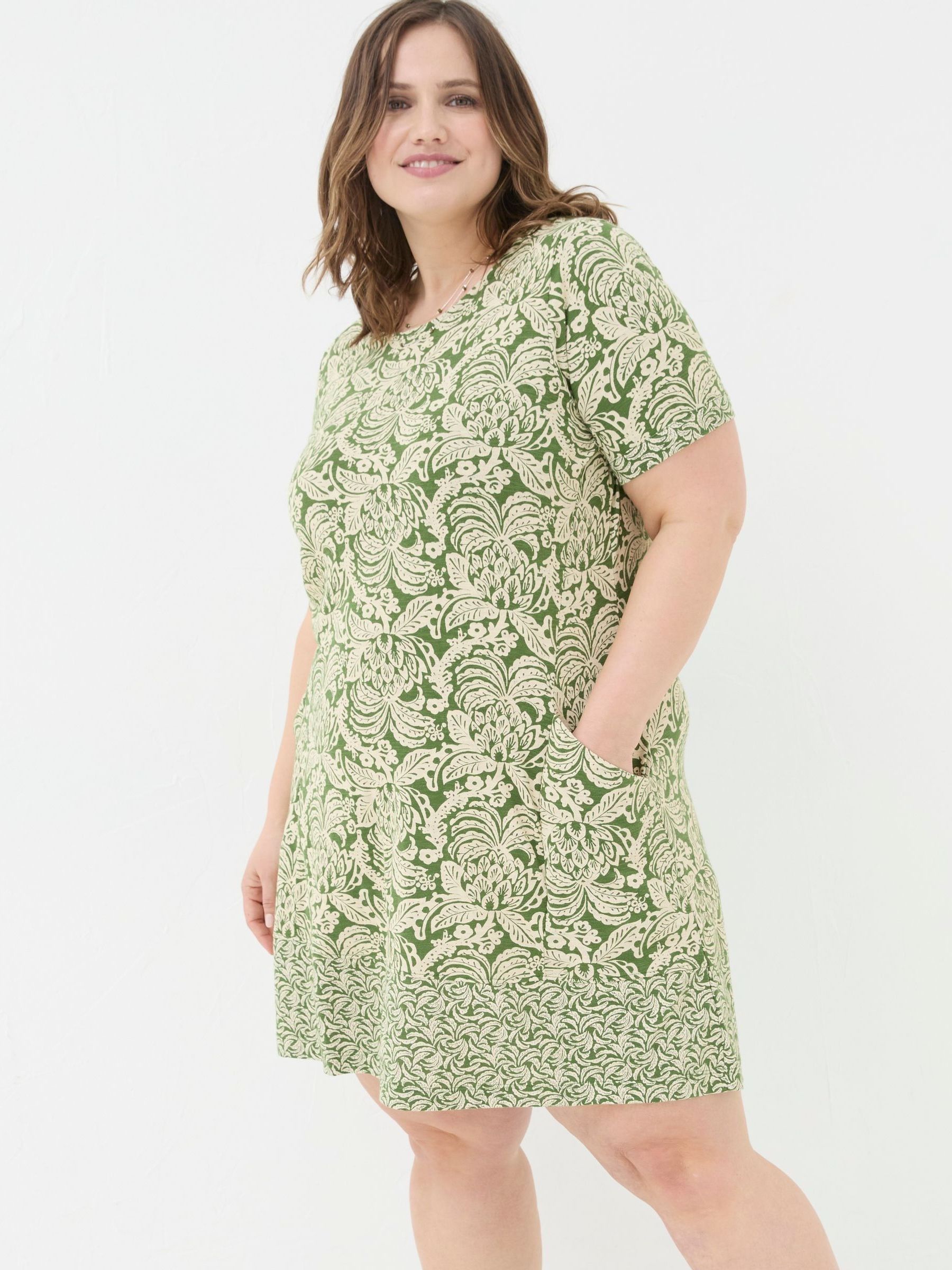 Green Simone Damask Floral Jersey Dress - Image 3 of 6