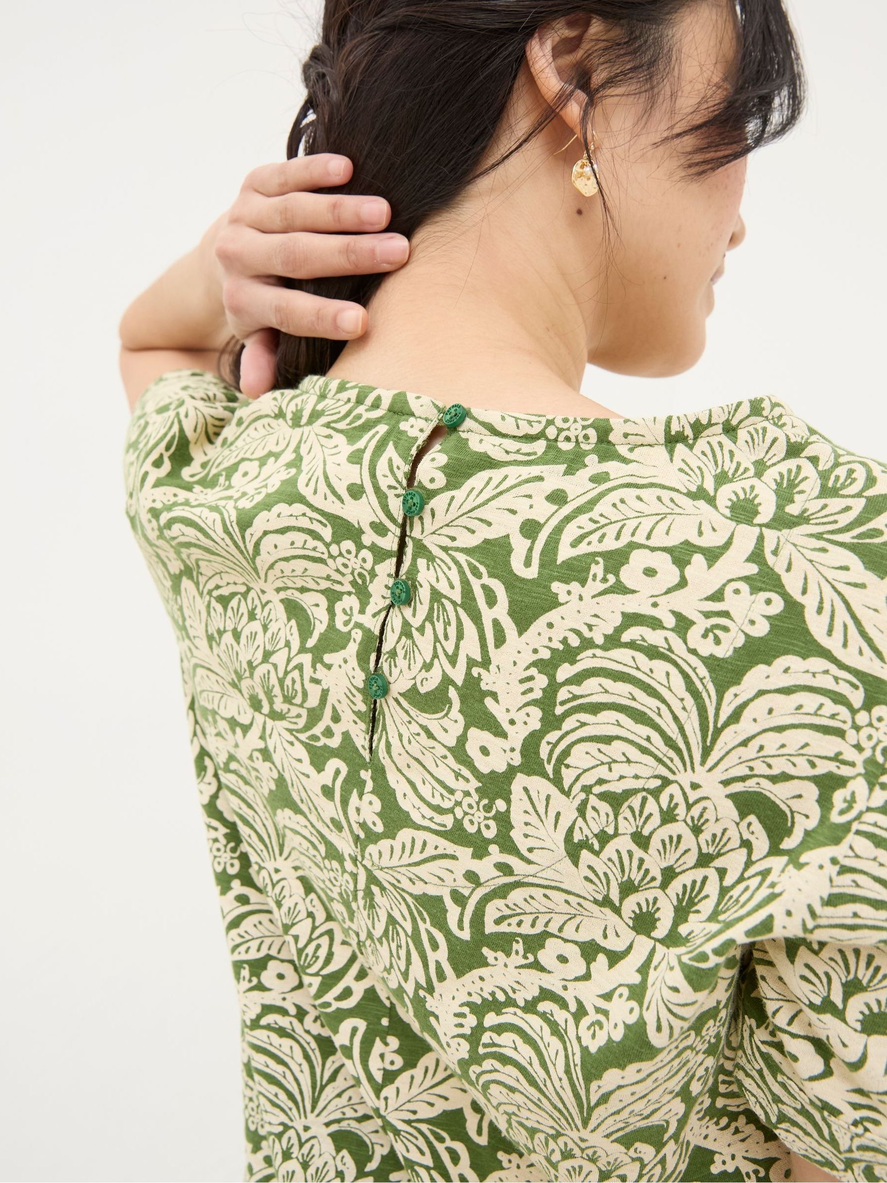 Green Simone Damask Floral Jersey Dress - Image 4 of 6