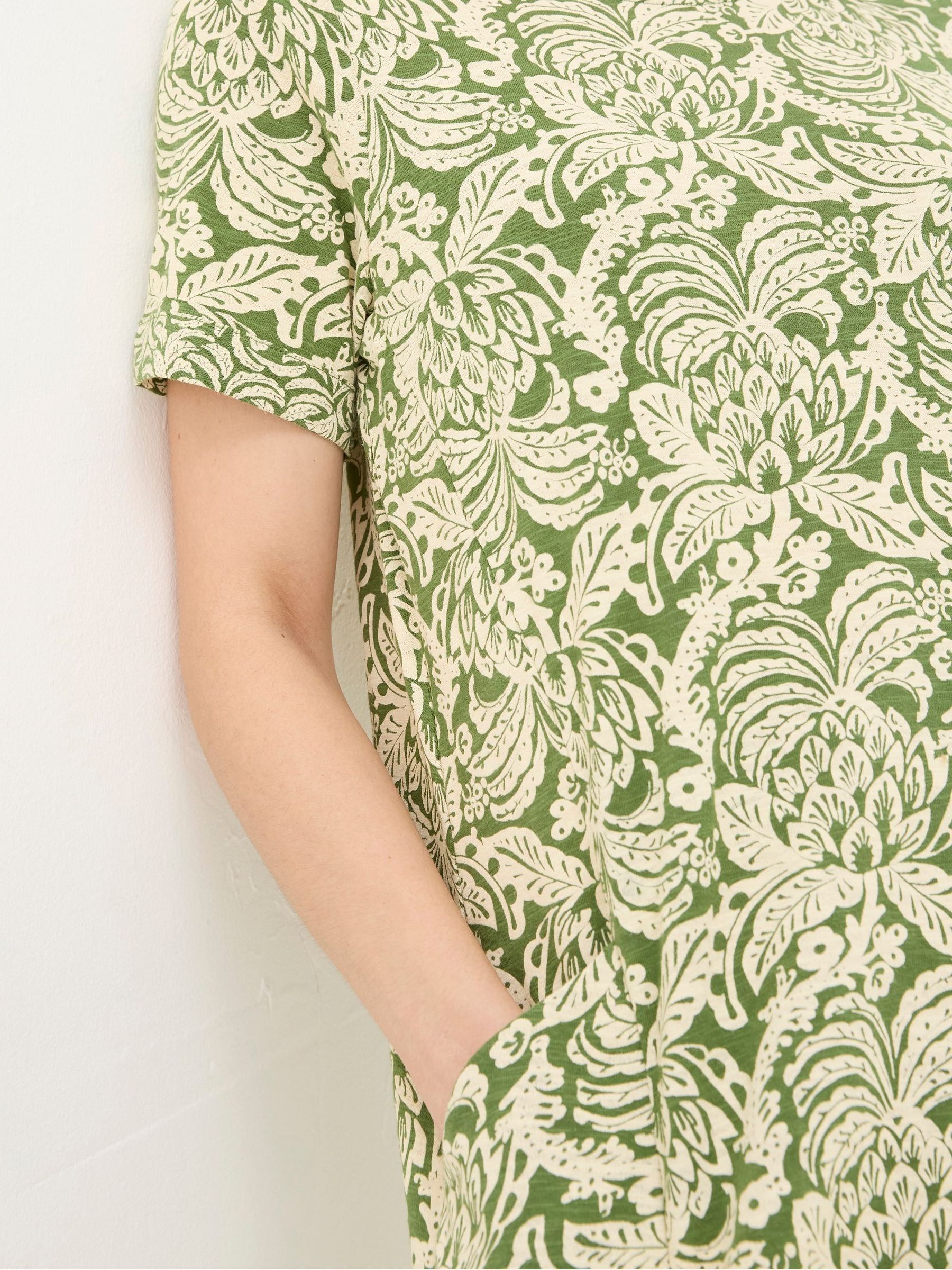 Green Simone Damask Floral Jersey Dress - Image 5 of 6