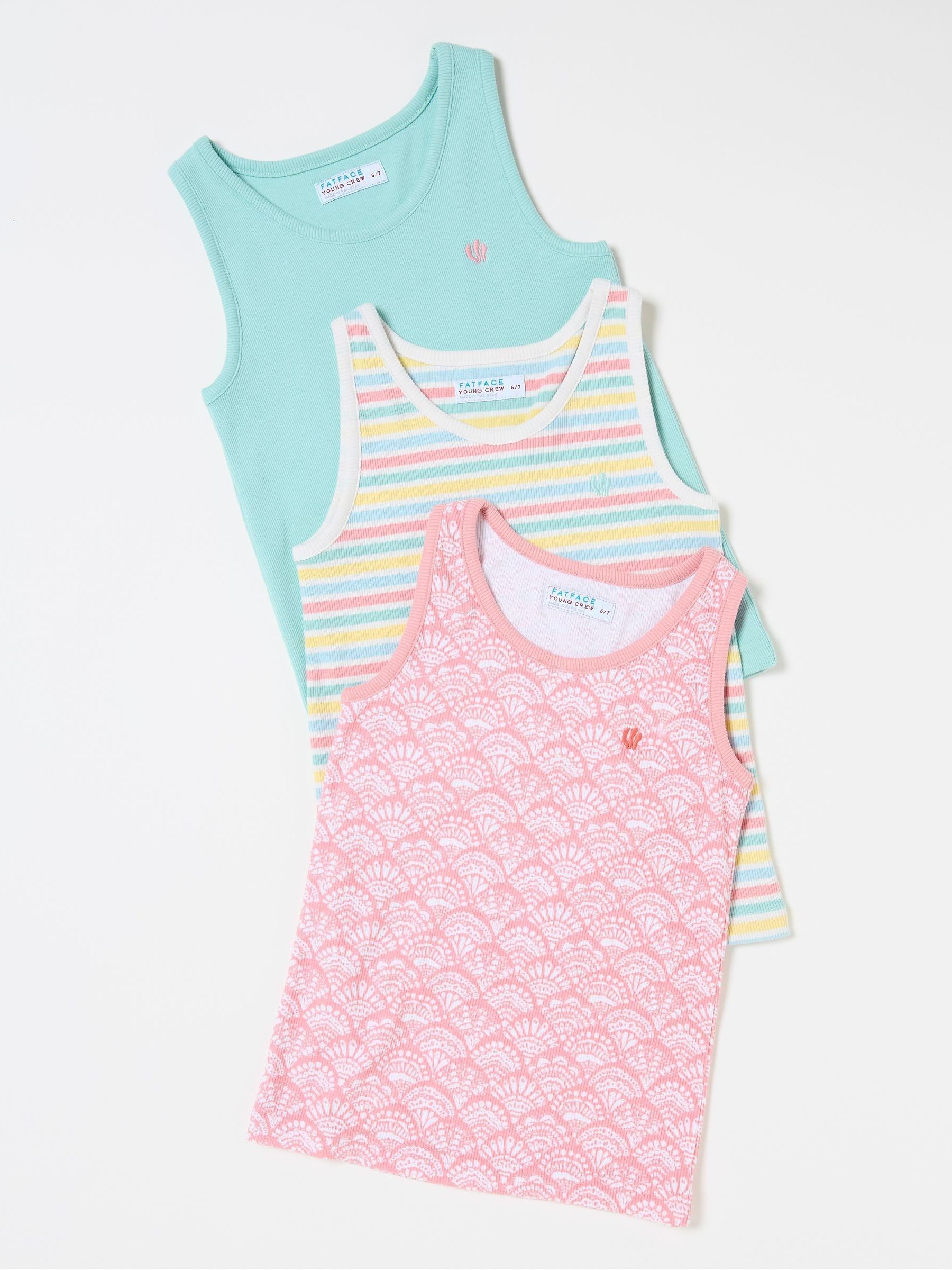 Pink Rib Vests 3 Pack - Image 1 of 6 Pink Rib Vests 3 Pack - Image 1 of 6