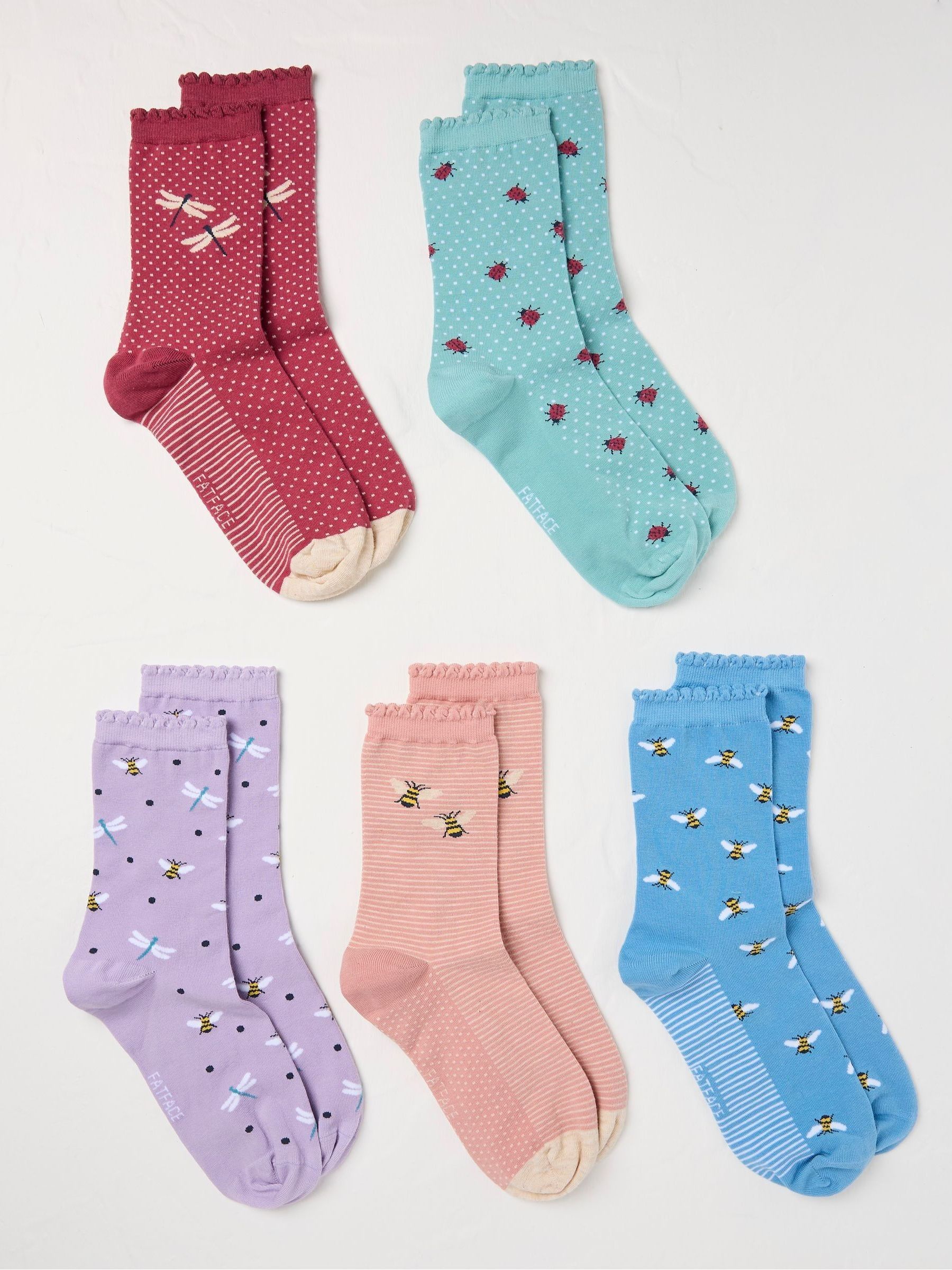 Red Insect Socks 5 Pack - Image 1 of 2 Red Insect Socks 5 Pack - Image 1 of 2