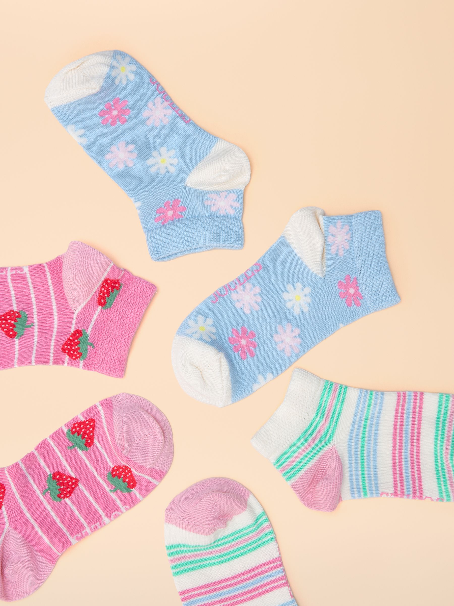Kids' Rilla Pink & Blue Trainer Socks 3 Pack - Image 2 of 3