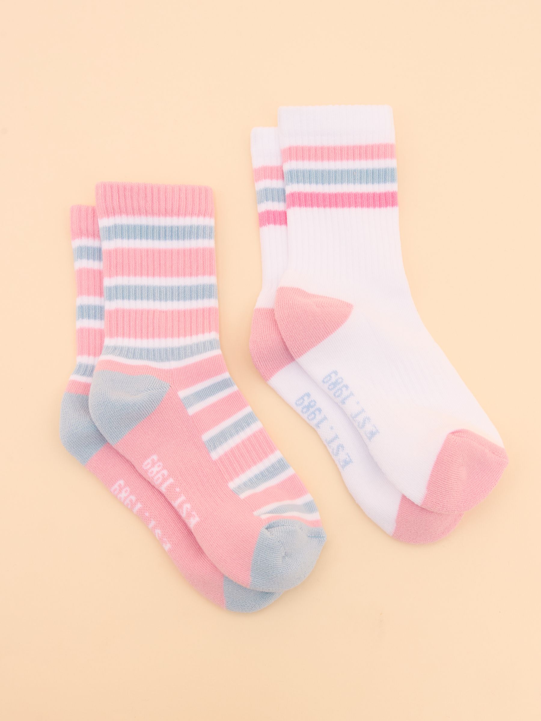 Kids' Volley Pink & Blue Pack of Two Tennis Socks - Image 1 of 3