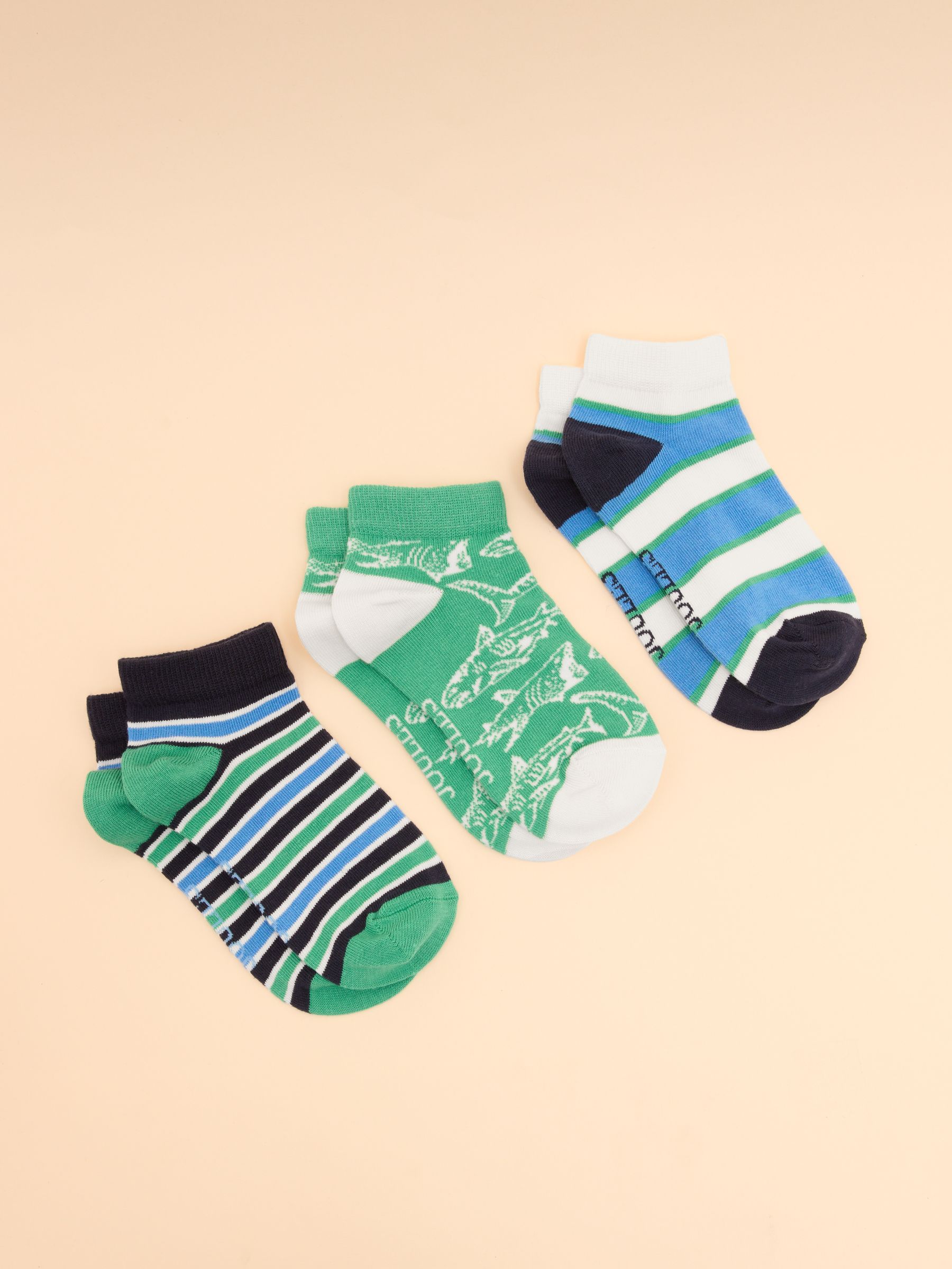 Kids' Rilla Blue & Green Pack of Three Trainer Socks - Image 1 of 3