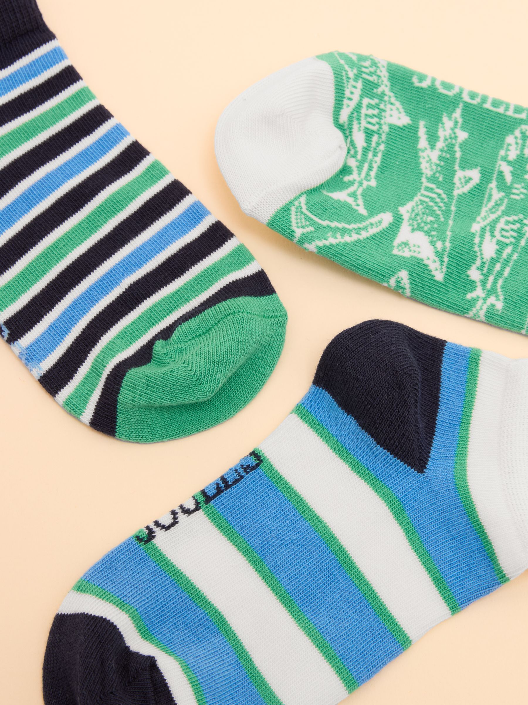 Kids' Rilla Blue & Green Pack of Three Trainer Socks - Image 3 of 3