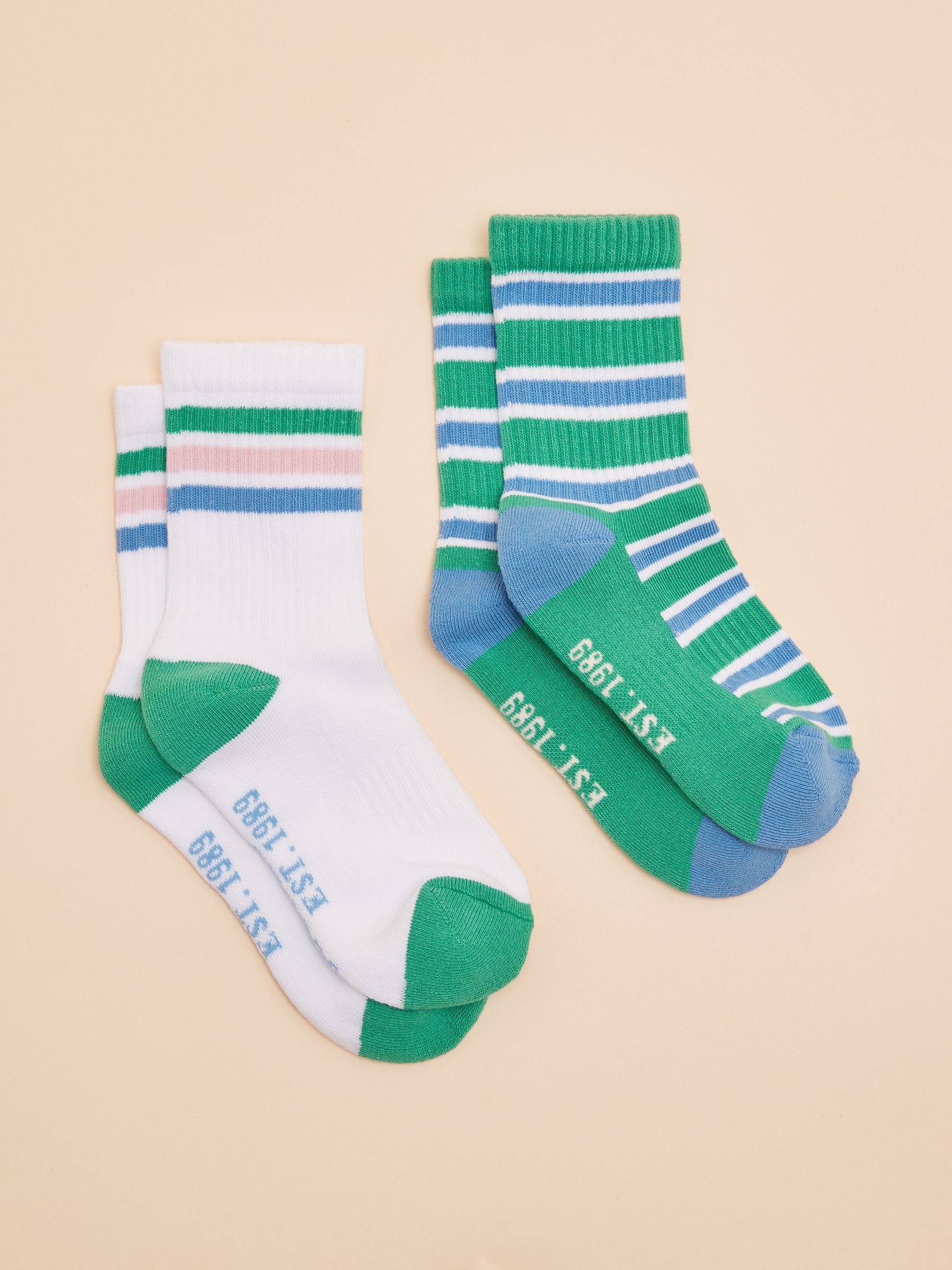 Kids' Volley Green & Blue Pack of Two Tennis Socks - Image 1 of 4