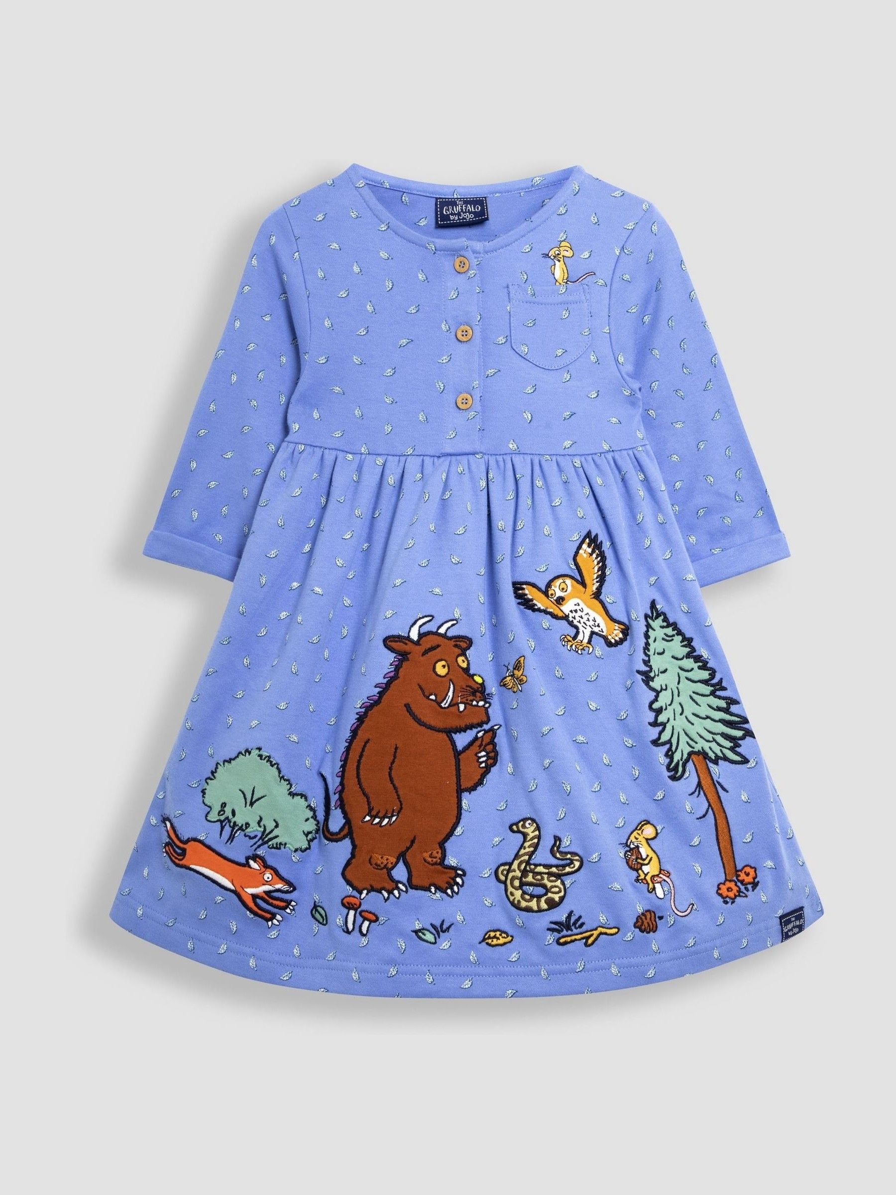Blue The Gruffalo Appliqué Button Front Dress - Image 1 of 5