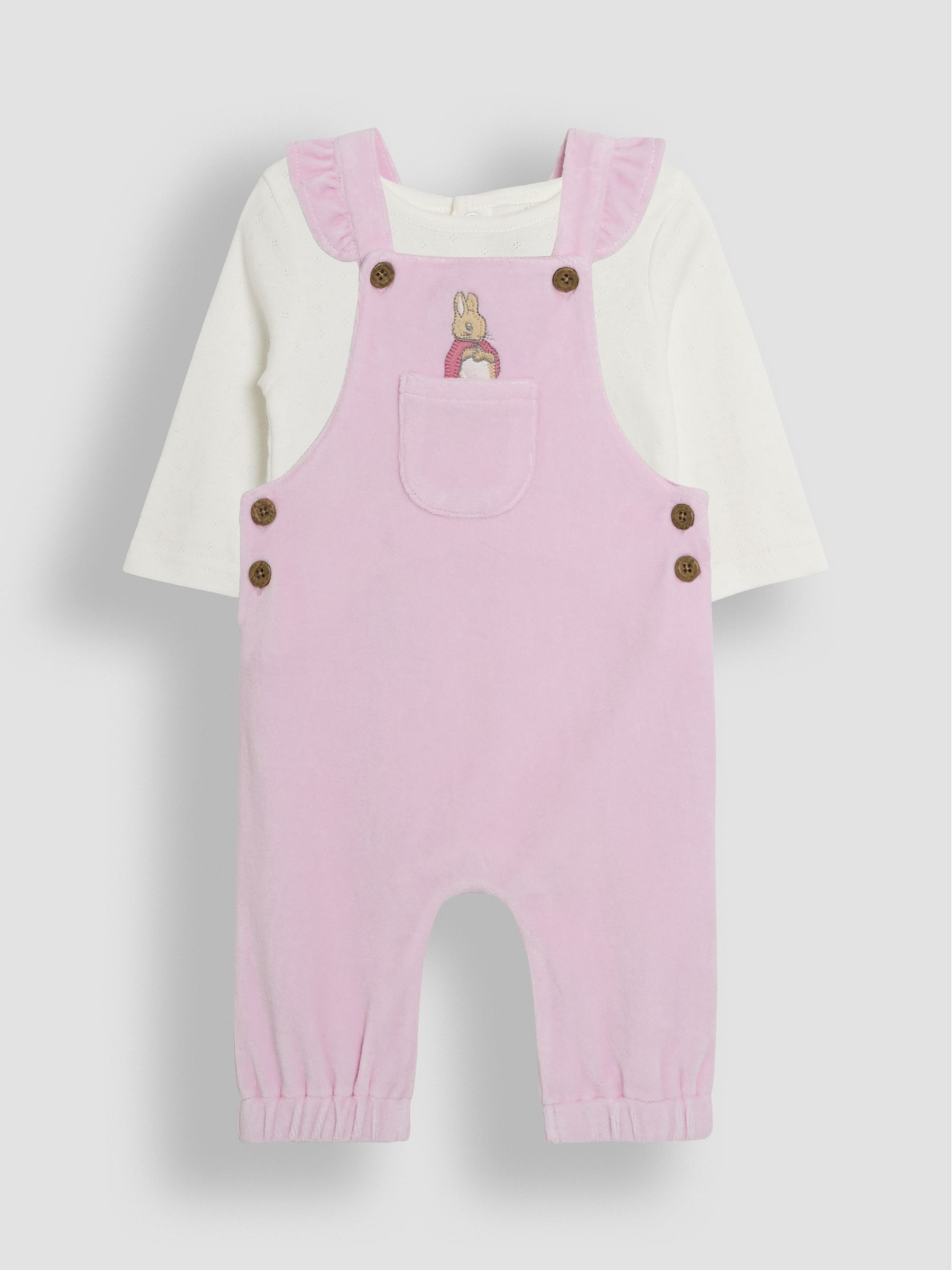 Pink Peter Rabbit Appliqué Velour Dungarees and Body Set - Image 3 of 8