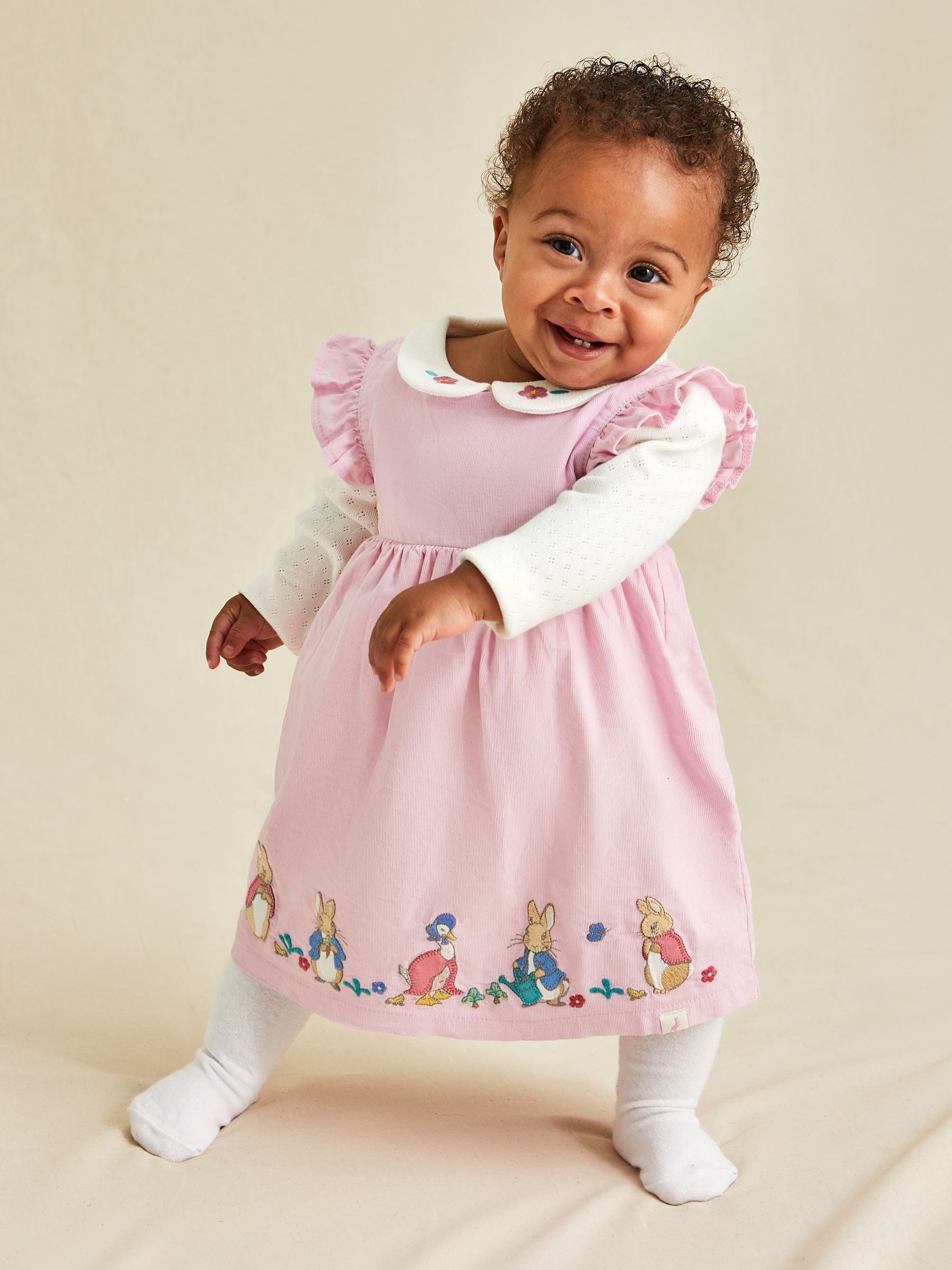 Pink Baby Peter Rabbit Embroidered Dress and Body Set - Image 2 of 4