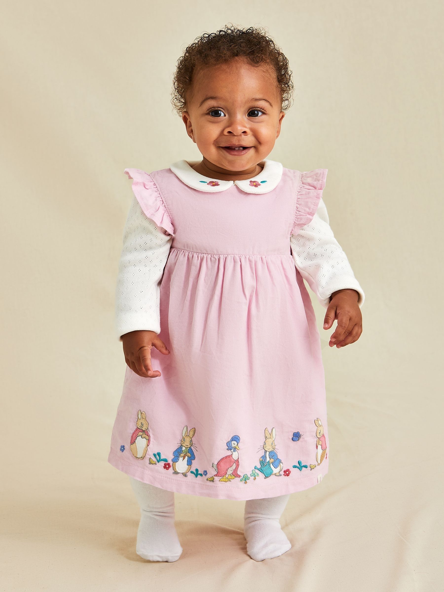Pink Baby Peter Rabbit Embroidered Dress and Body Set - Image 3 of 4