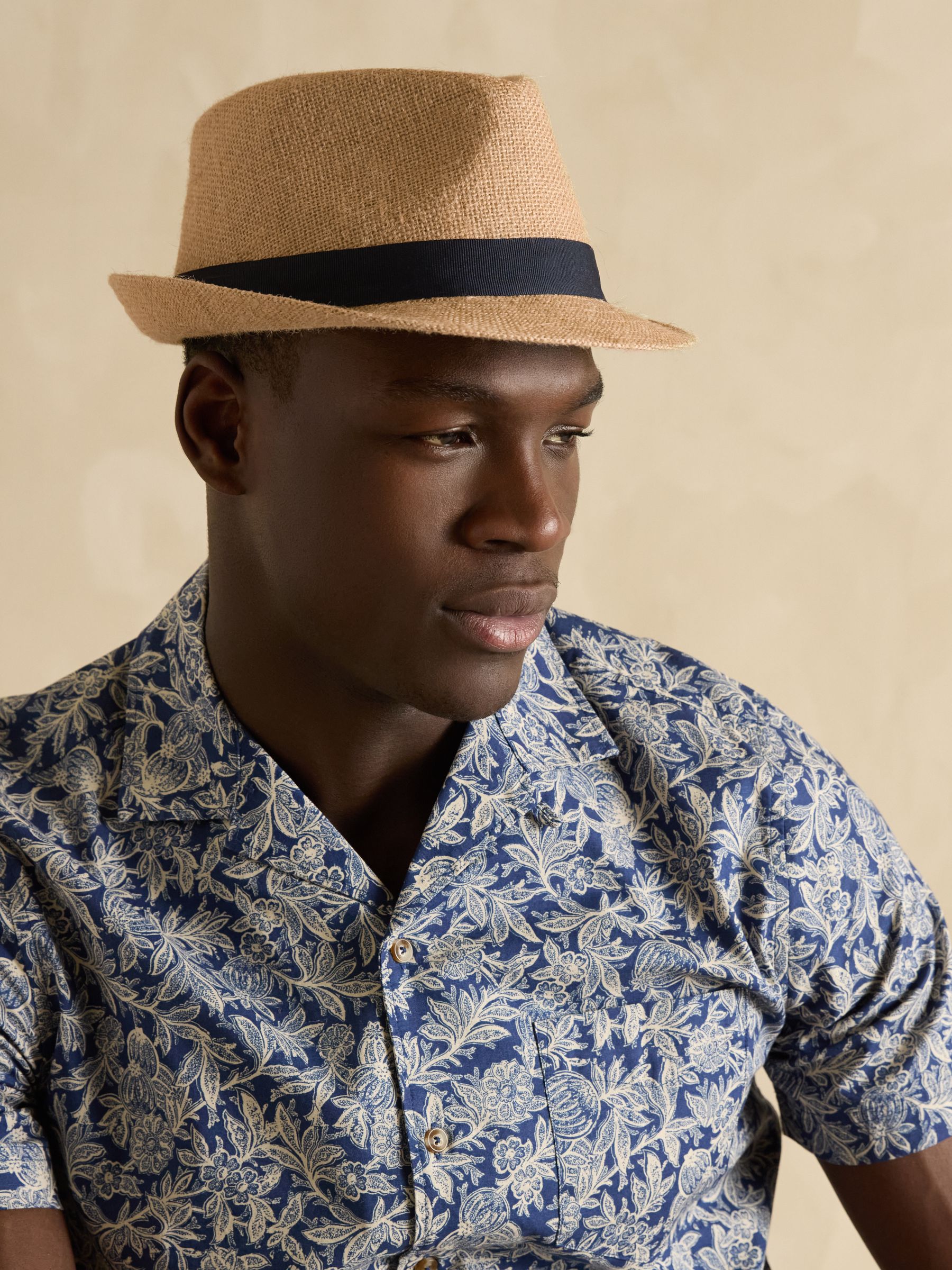 Halstow Neutral Straw Trilby Hat - Image 1 of 6