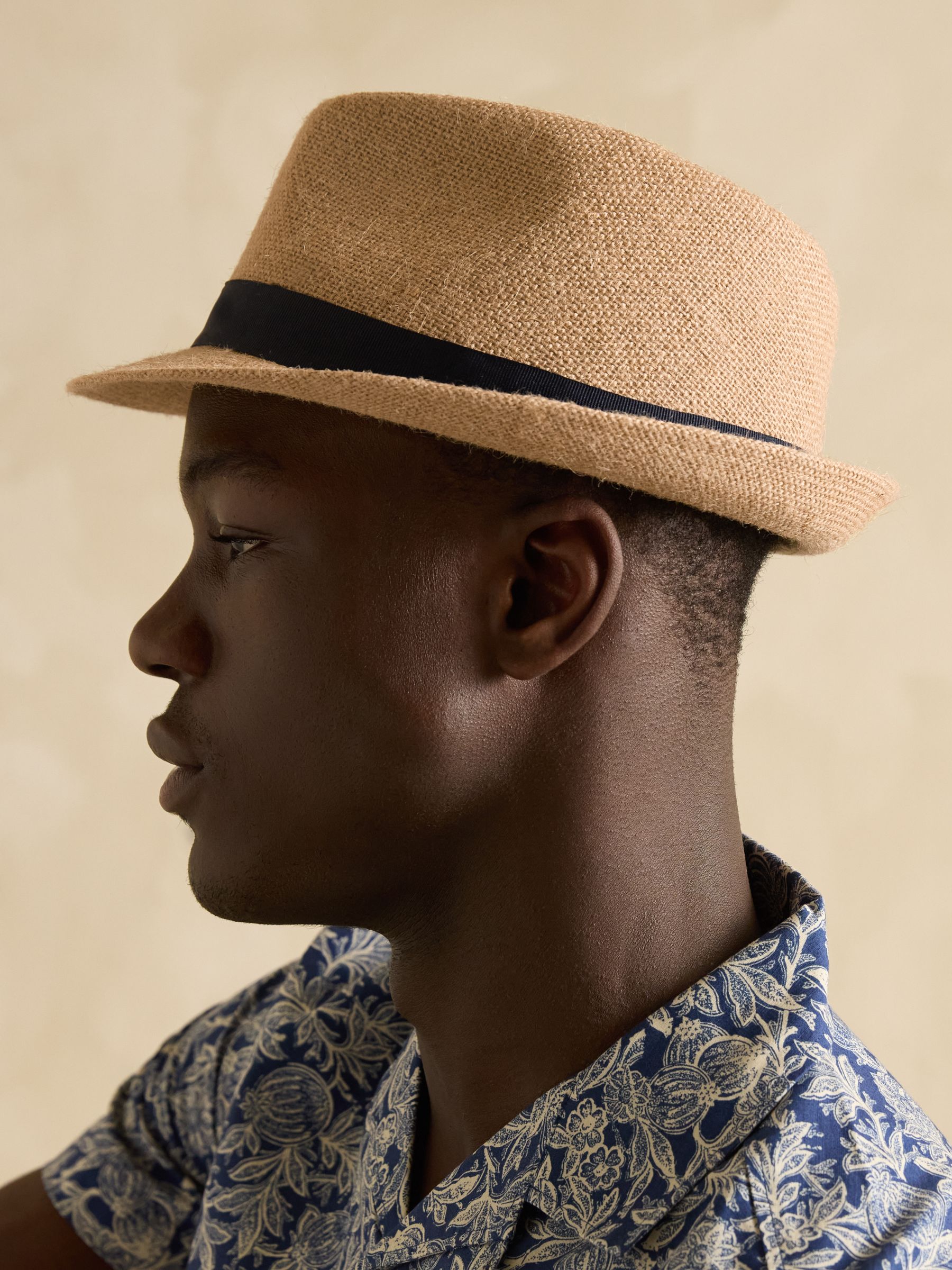 Halstow Neutral Straw Trilby Hat - Image 3 of 6