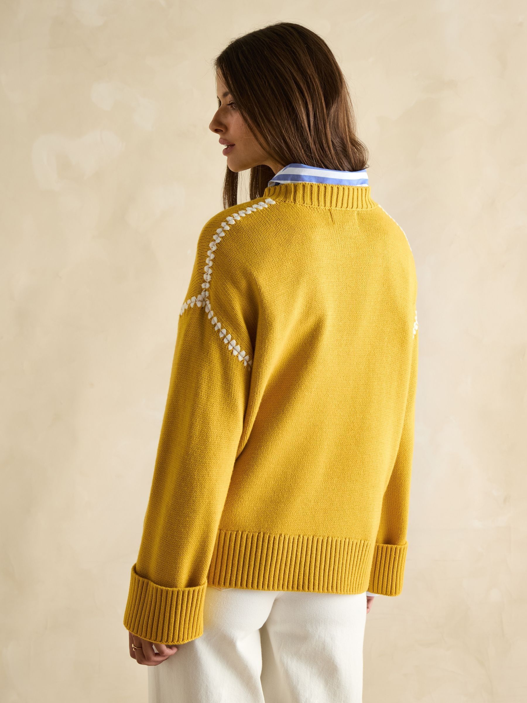 Alexandra Yellow Blanket Stitch Jumper - Image 2 of 7