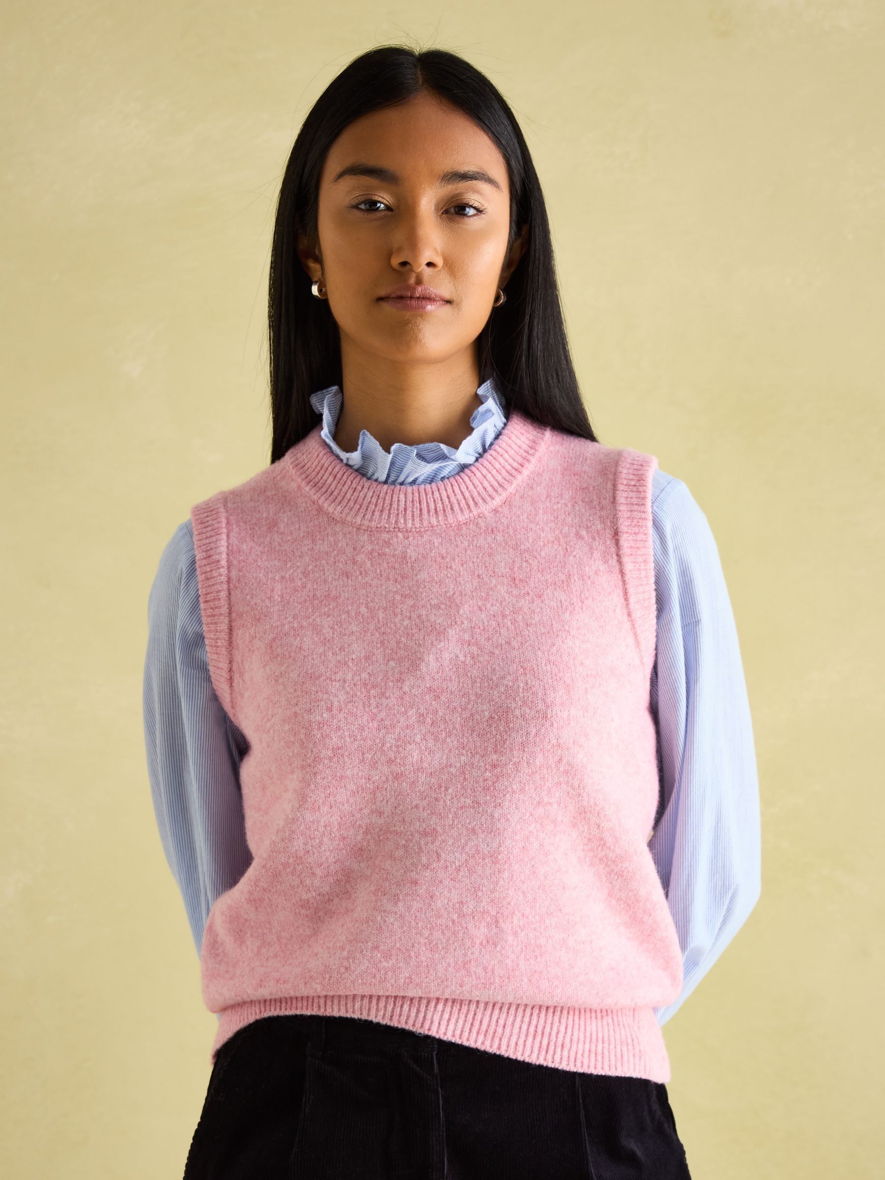 Holly Pink Regular Fit Knitted Vest - Image 1 of 7