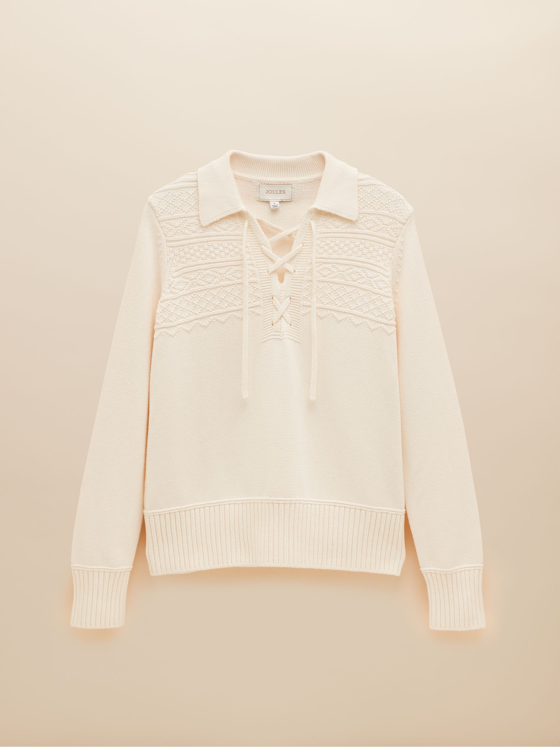 Annie Cream Lace Up Collared Cotton Jumper - Image 6 of 6