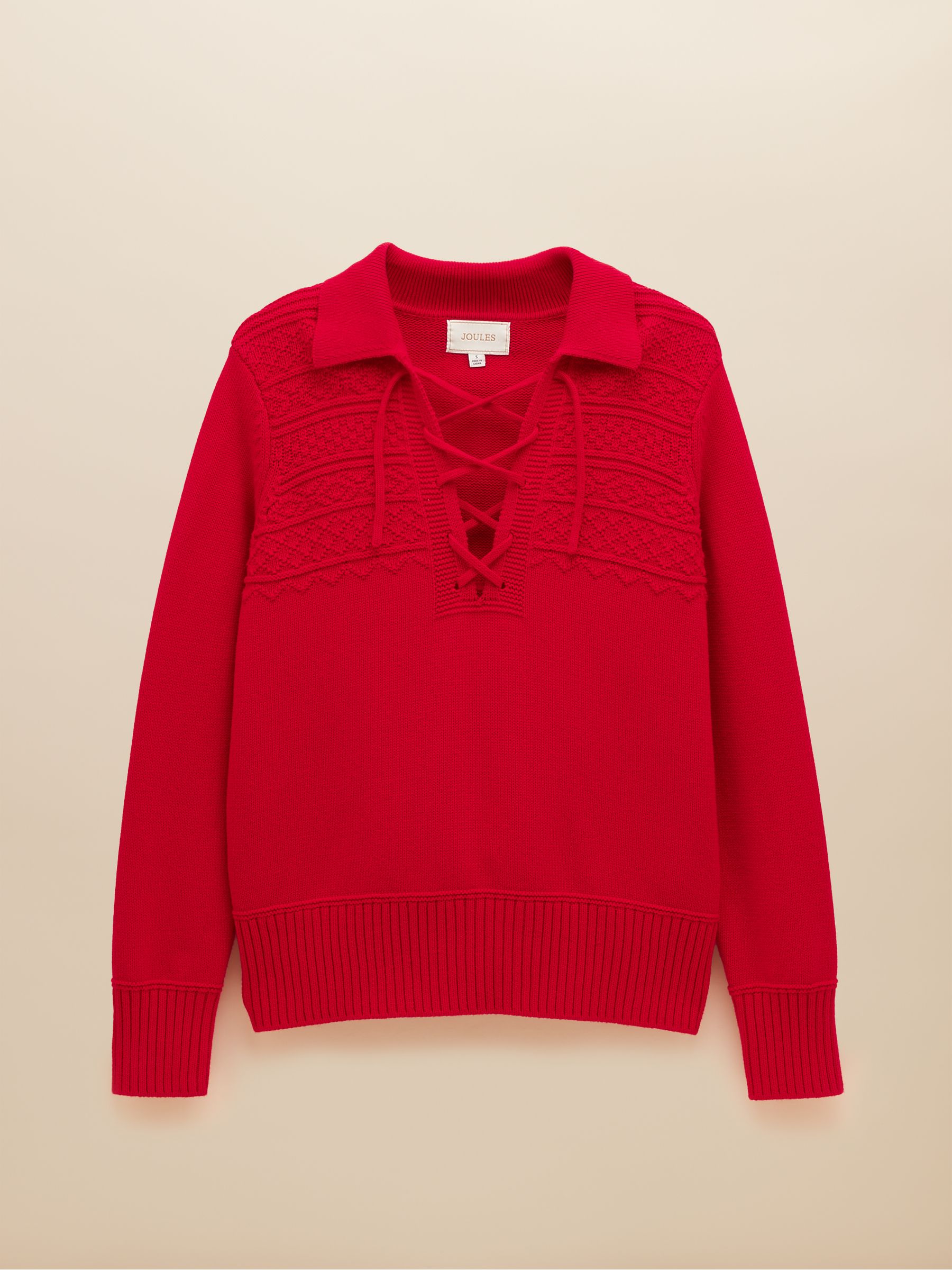 Annie Red Lace Up Collared Cotton Jumper - Image 7 of 7